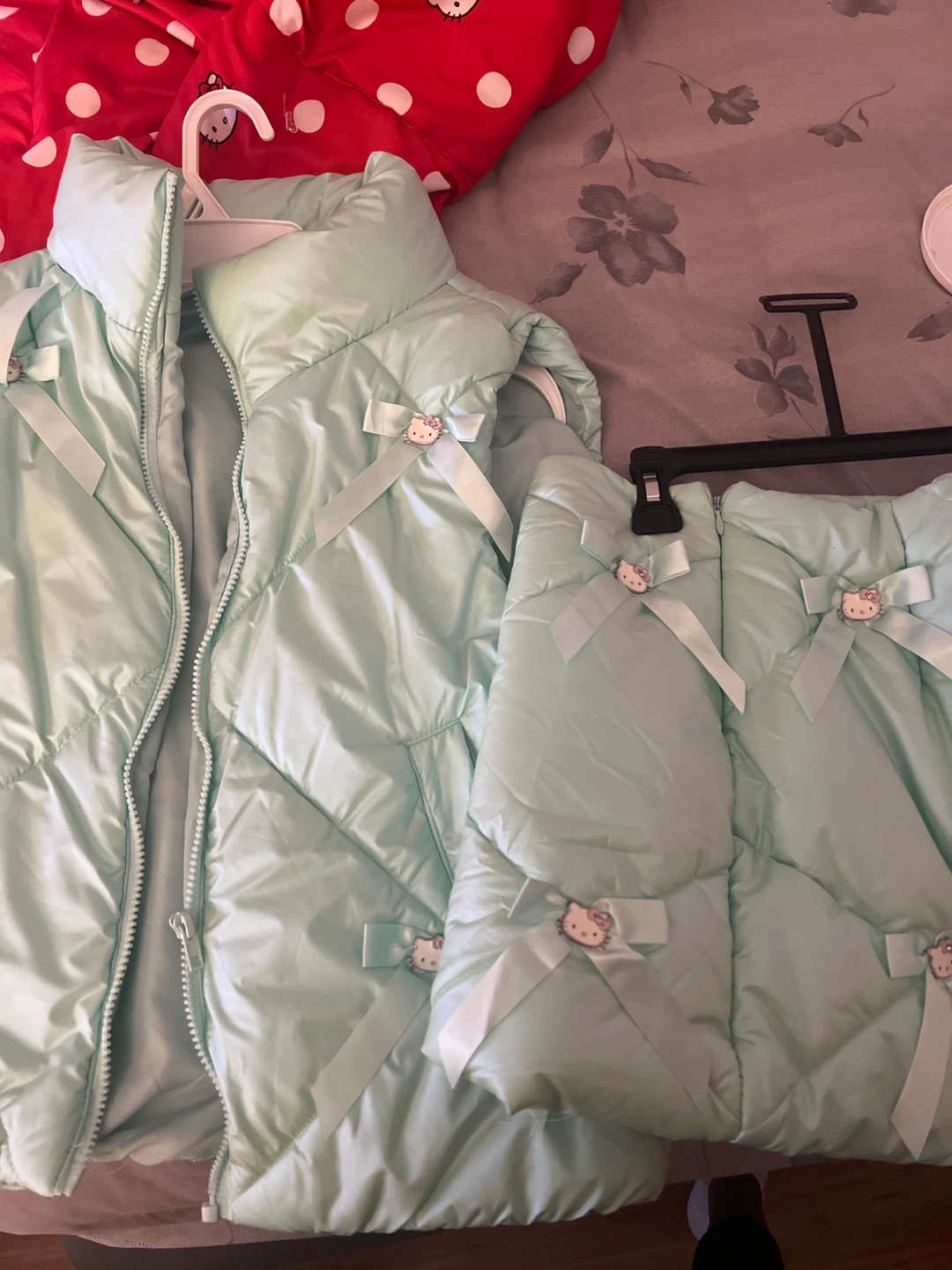 limited edition Hello Kitty Puffer Vest & Skirt Set