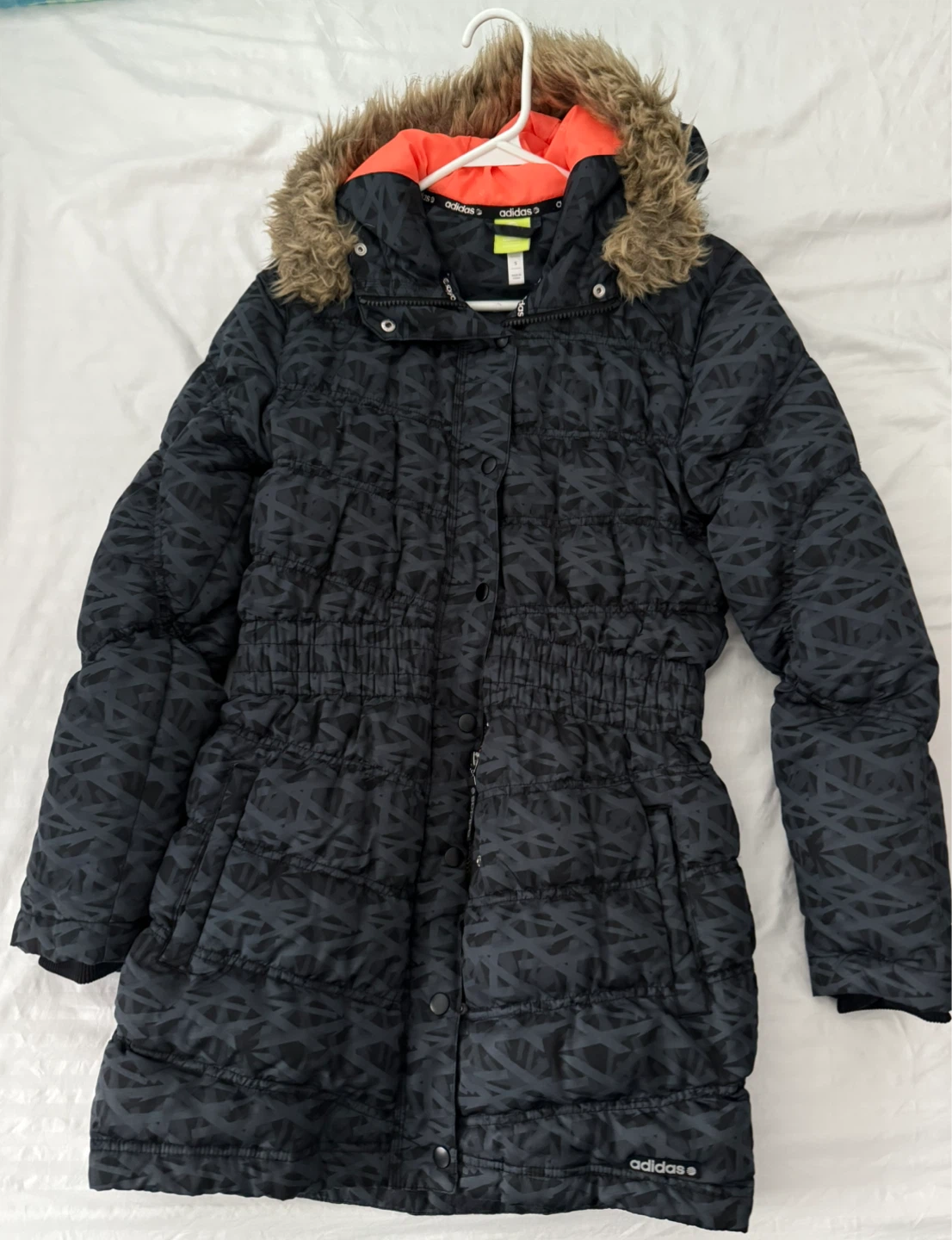 Adidas Padded Winter Coat with Faux Fur Hood