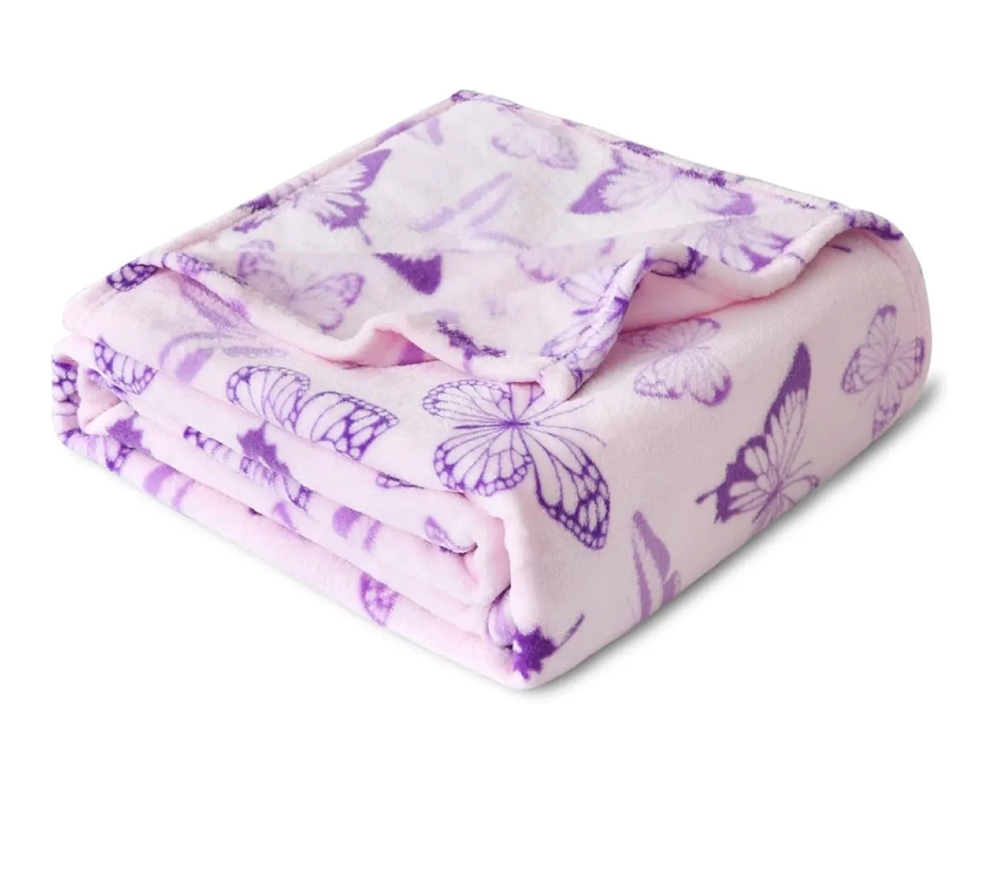 New! Softan Purple Butterfly Print Throw Blanket 50" x 60" image indicator(7)