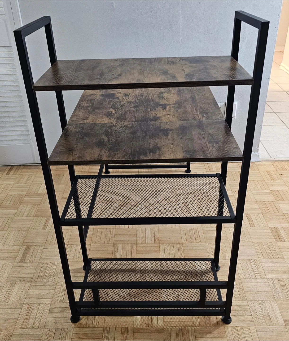 Industrial Style Desk with Shelves - Wood & Metal - photo 3
