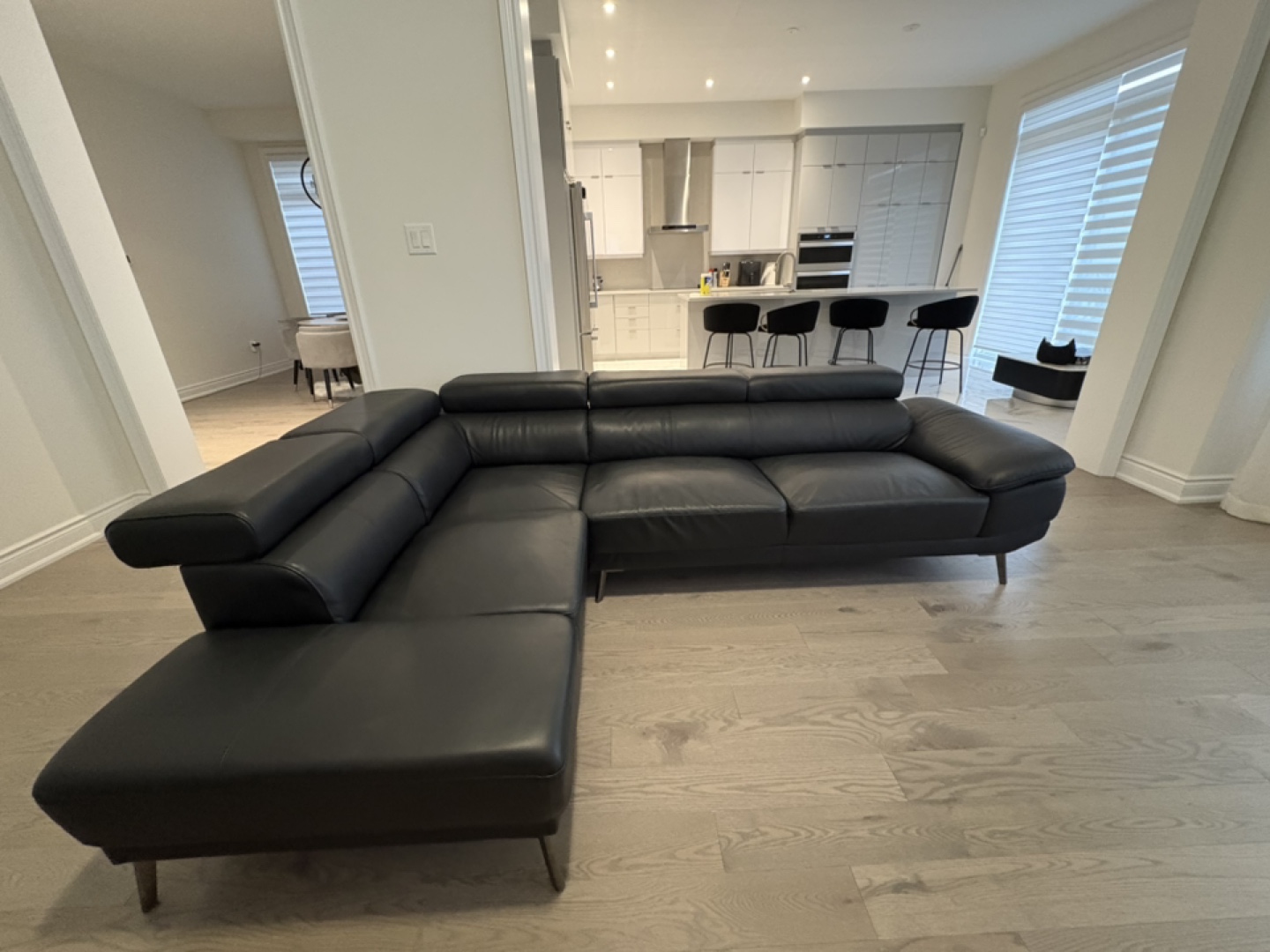 Sectional Sofa — Black Leather **price is negotiable**