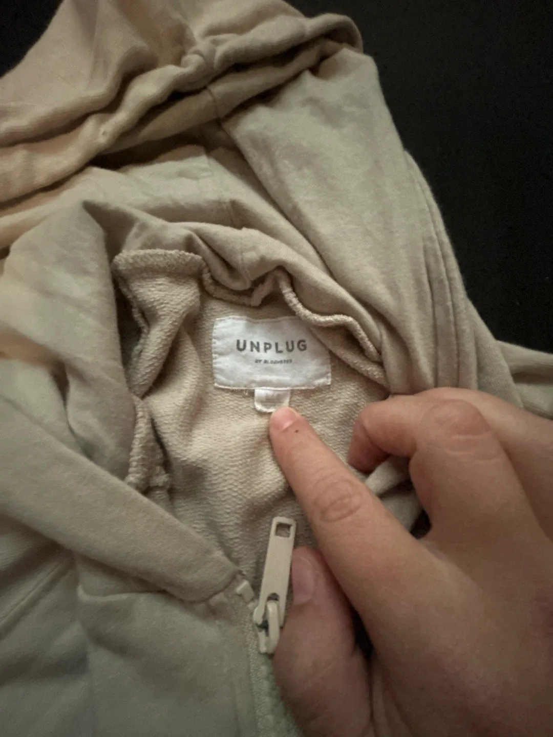 Unplug Beige Zip-Up Hoodie, Size Large image indicator(3)