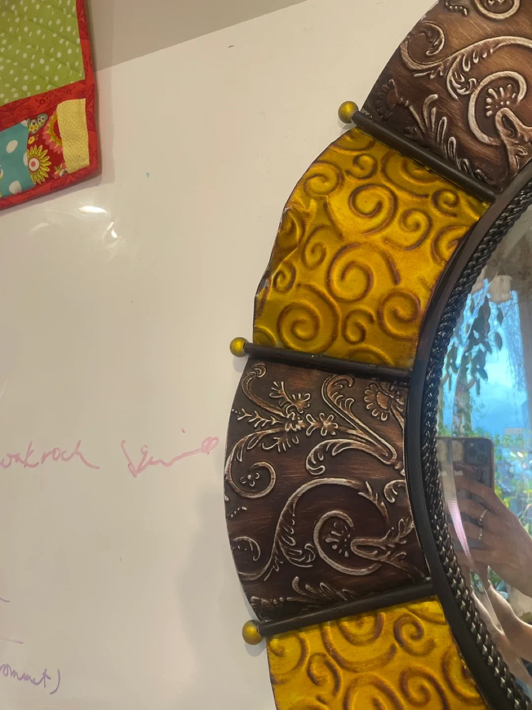 Decorative Round Wall Mirror - Gold & Brown image indicator(2)