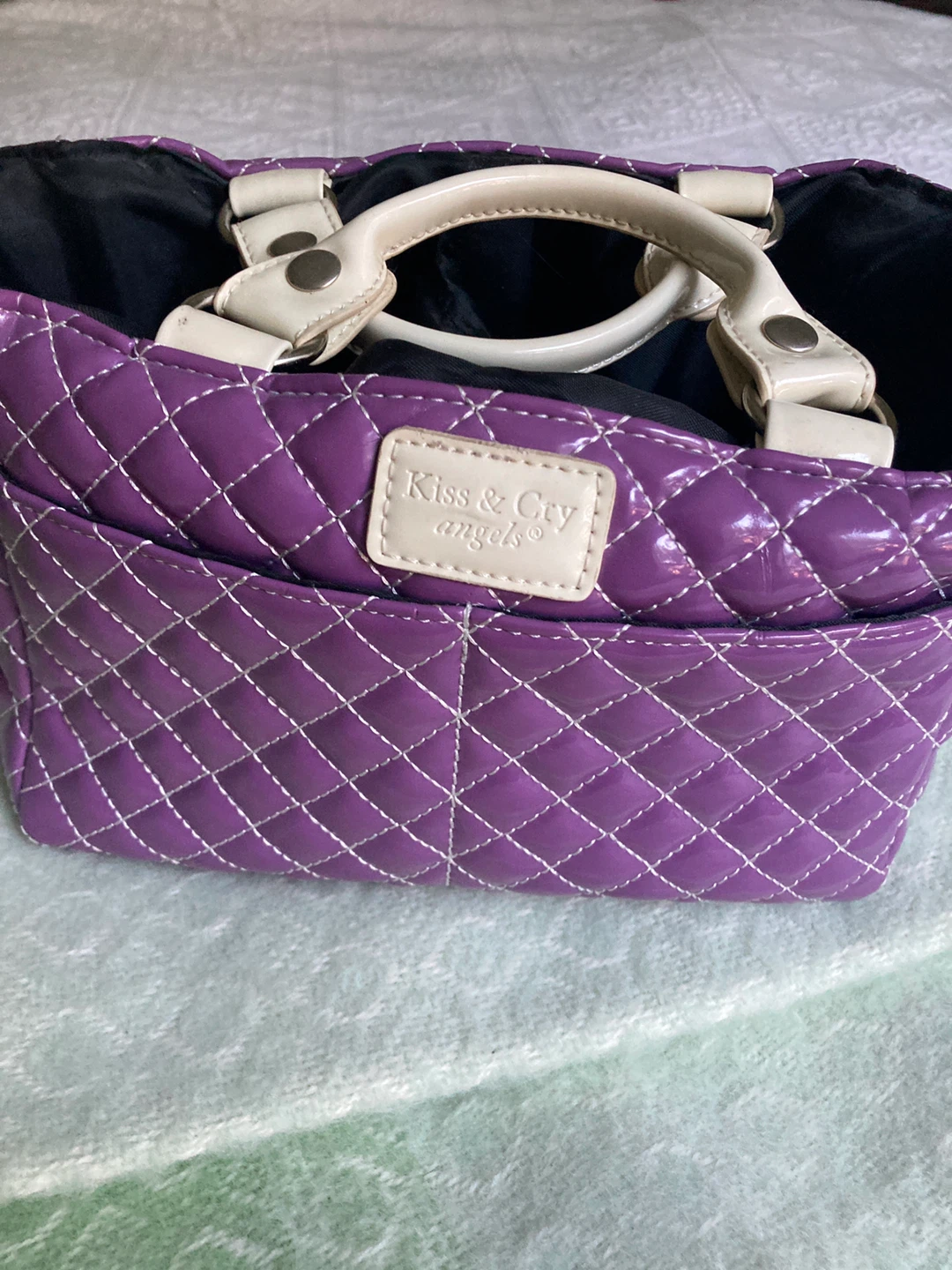 Kiss & Cry Angels Purple Quilted Handbag