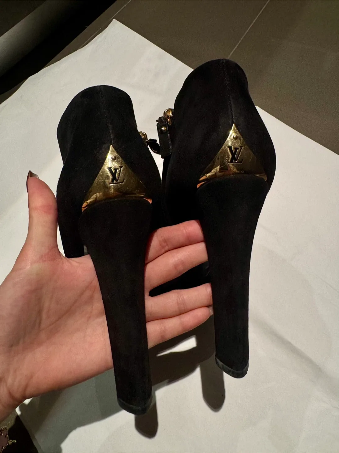 Louis Vuitton Black Suede Heels - Size 38 image indicator(7)