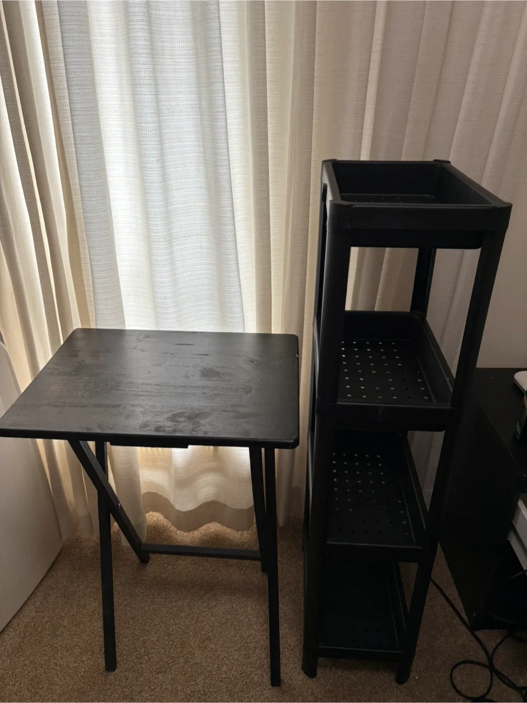 Black Folding Table & Shelf Set image indicator(2)