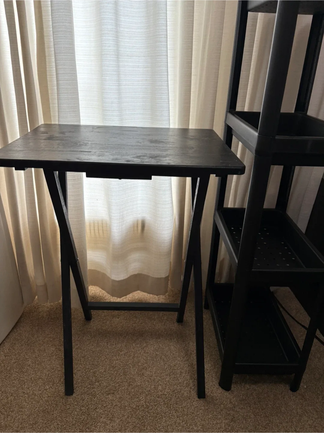 Black Folding Table & Shelf Set image indicator(3)