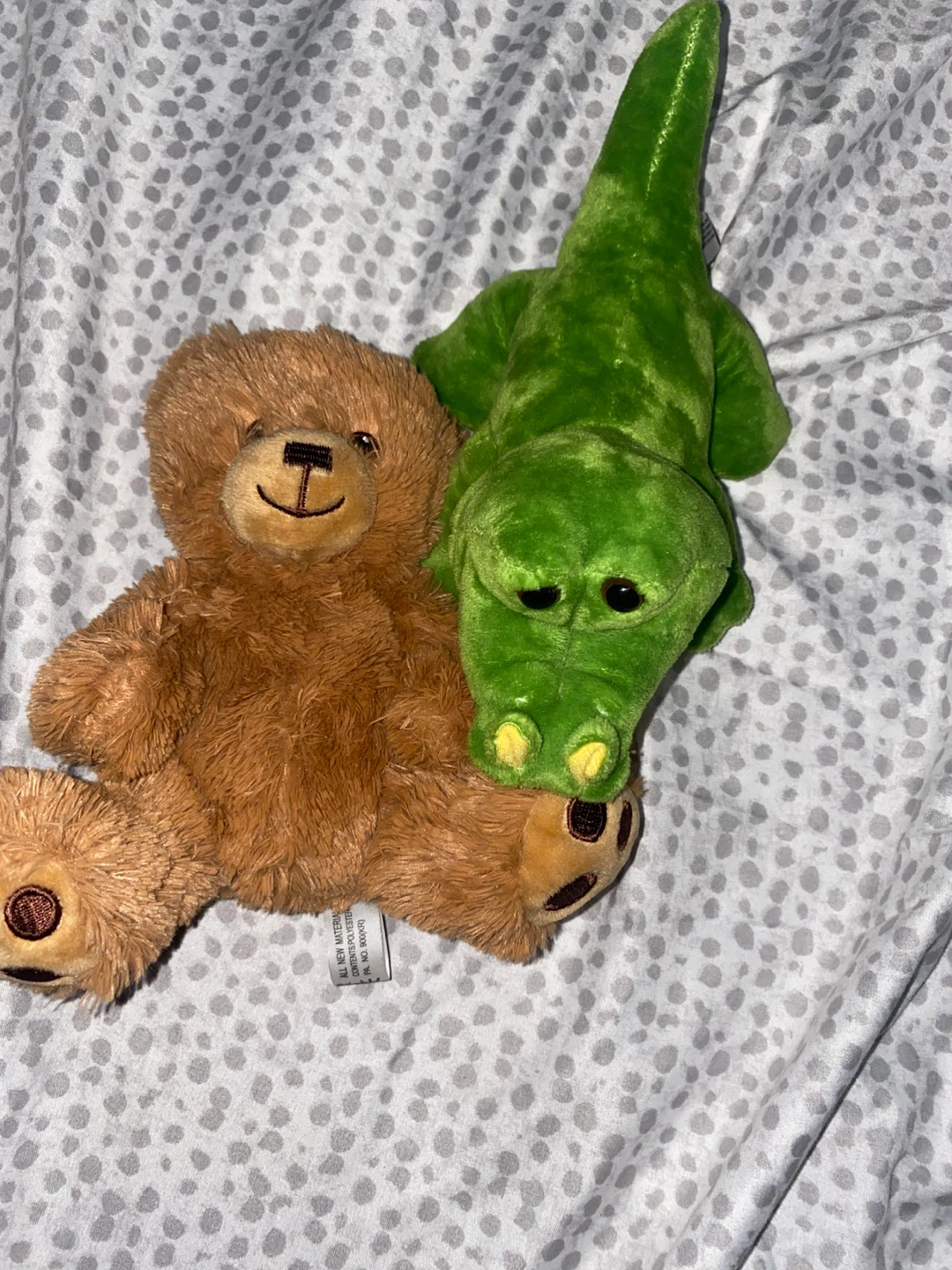 Stuffed Brown Bear and Green Alligator Plush Toys