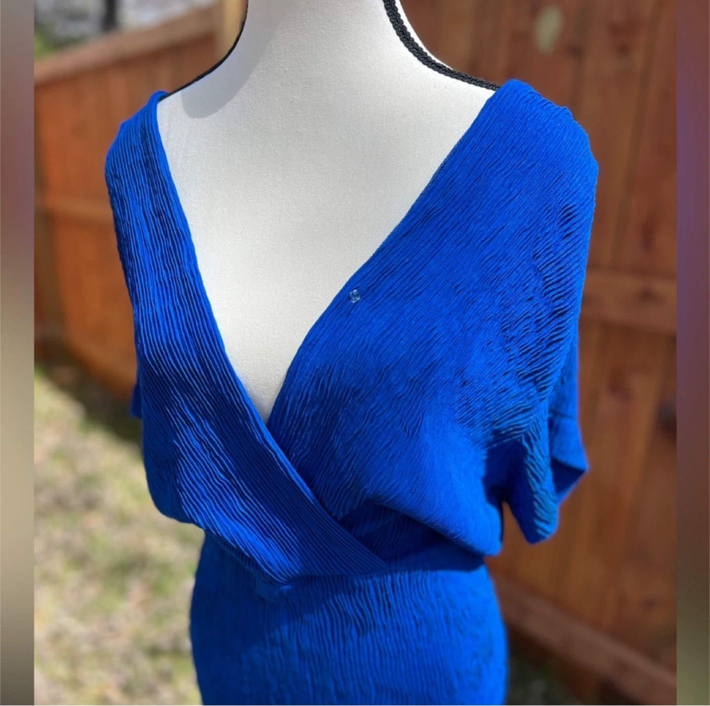 Blue V-Neck Mini Dress - photo 3