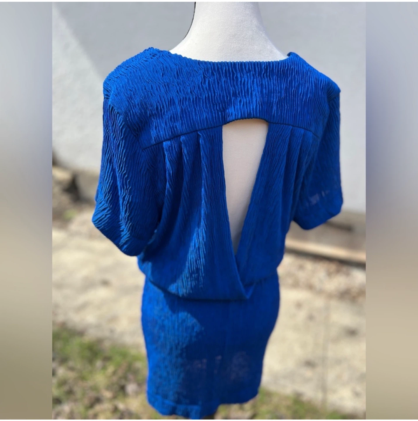Blue V-Neck Mini Dress - photo 5