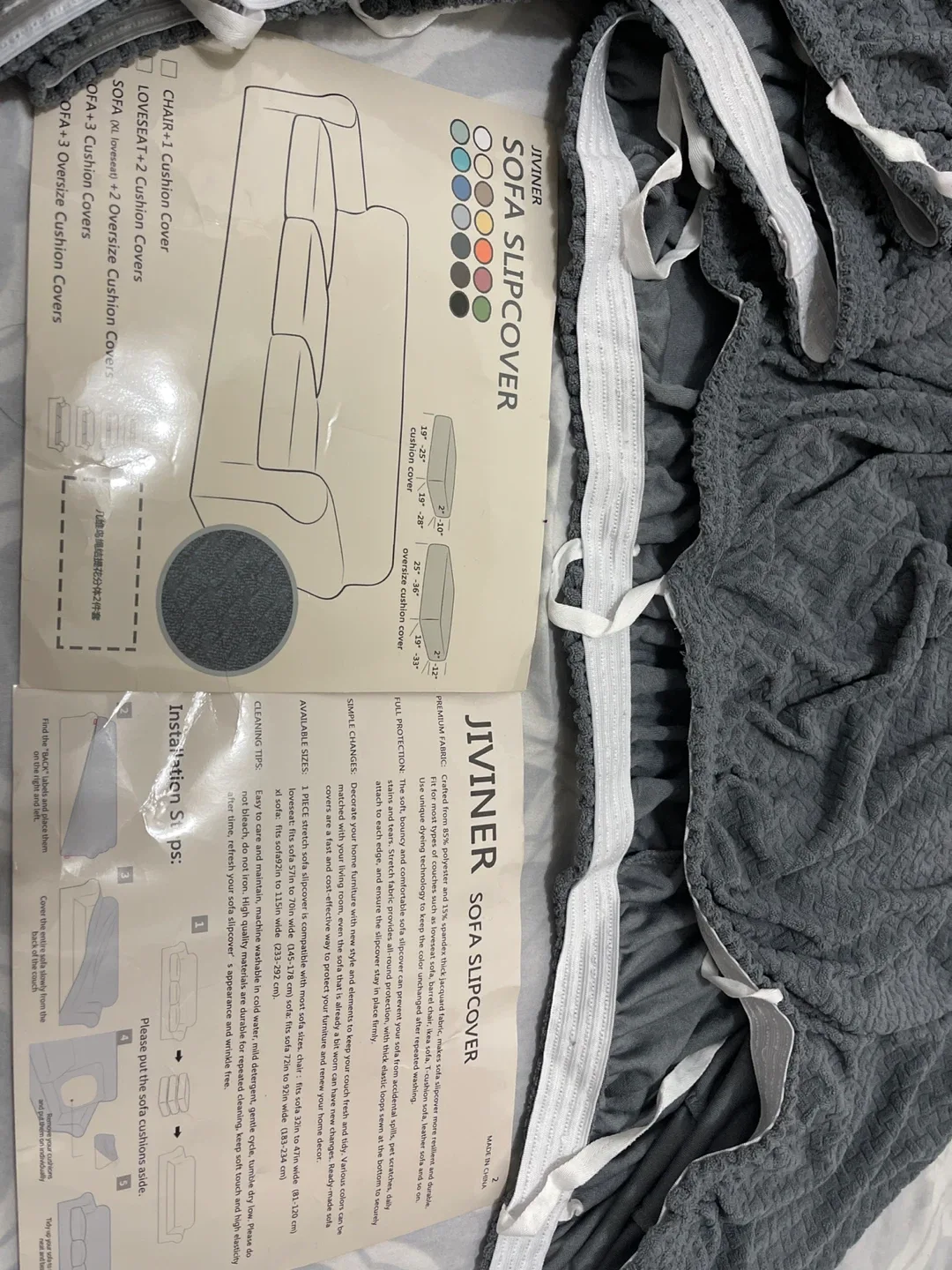 Brand new 3 sofa seat cover only , Jiviner Sofa Slipcover - Grey image indicator(3)