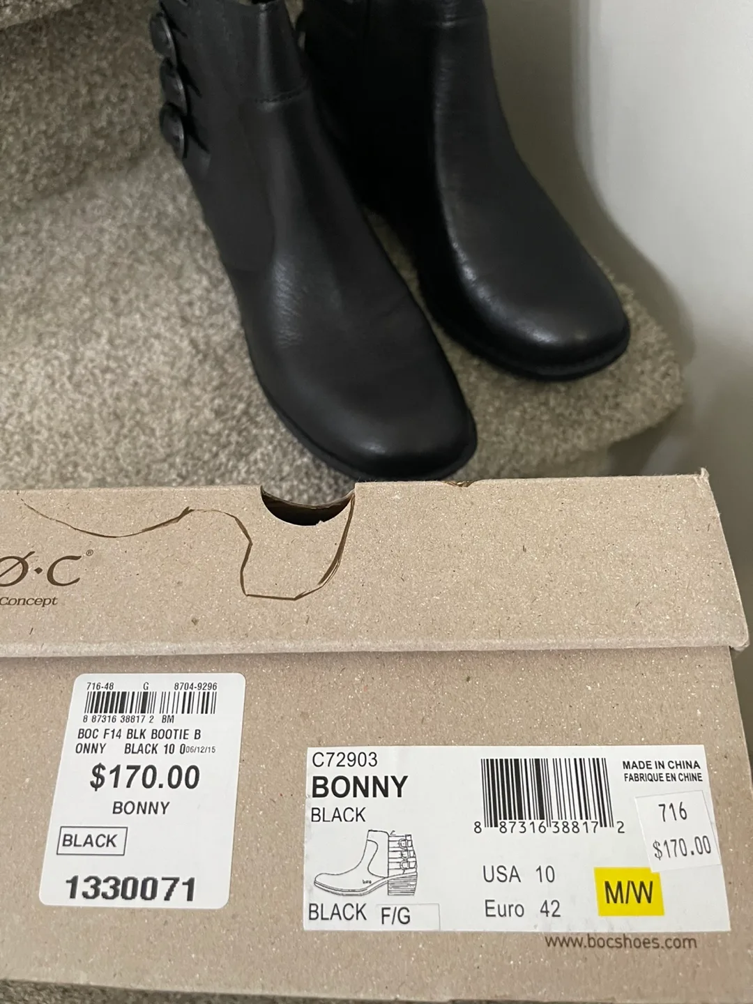NEVER WORN BOC Black Ankle Boots Size 10 M/W image indicator(7)