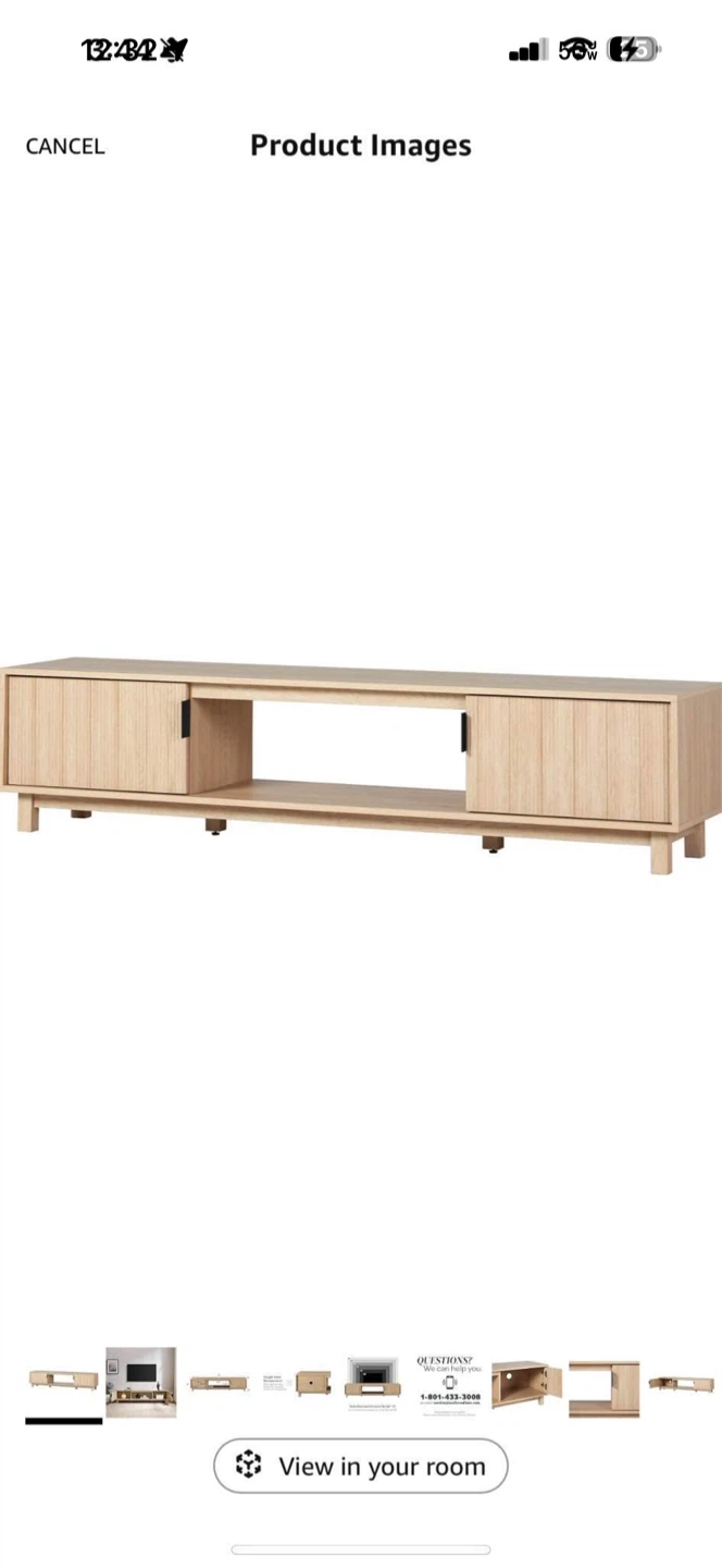 70" Light Oak Wood Media Console