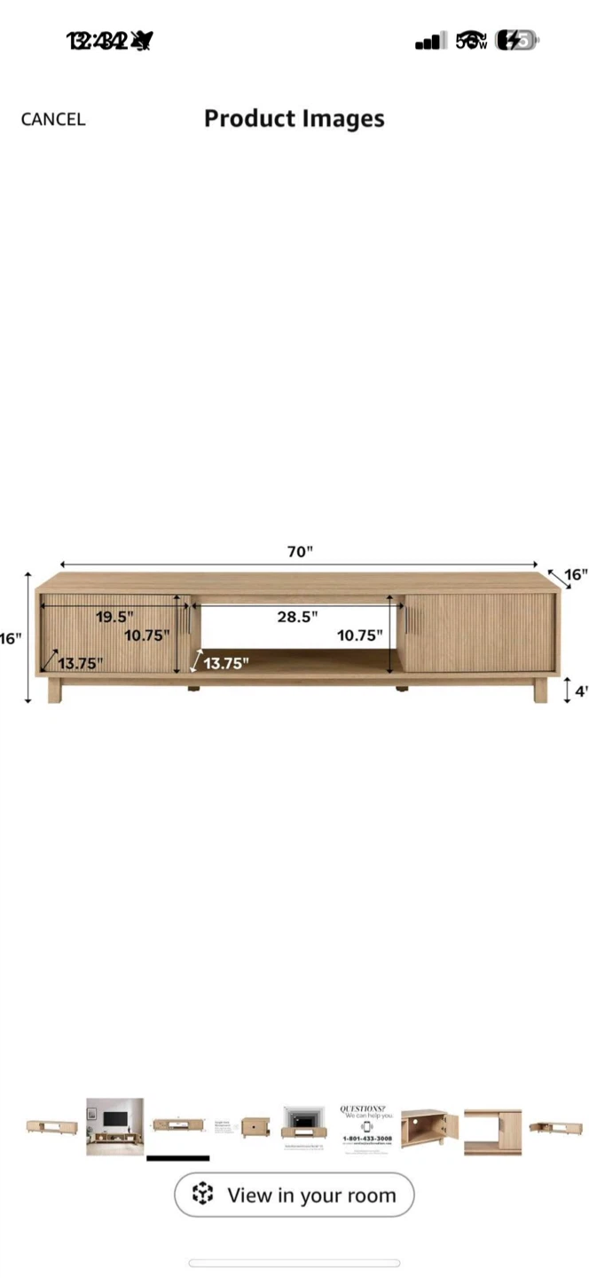 70" Light Oak Wood Media Console - photo 4