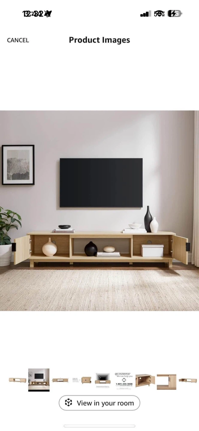 70" Light Oak Wood Media Console - photo 3