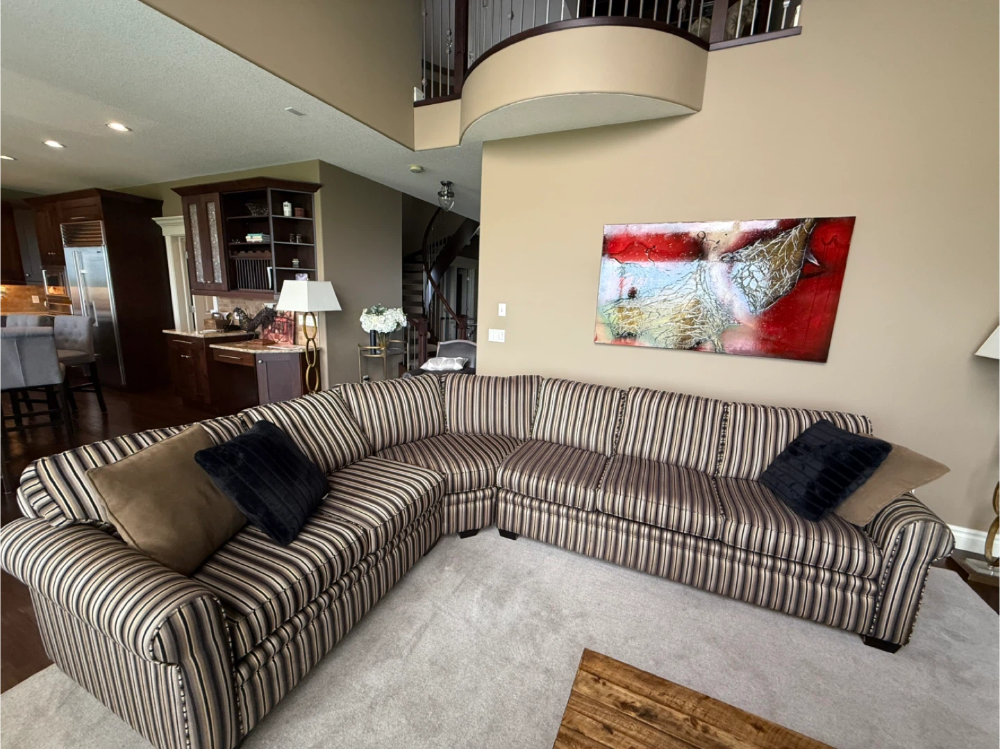 Striped Sectional Sofa - photo 2