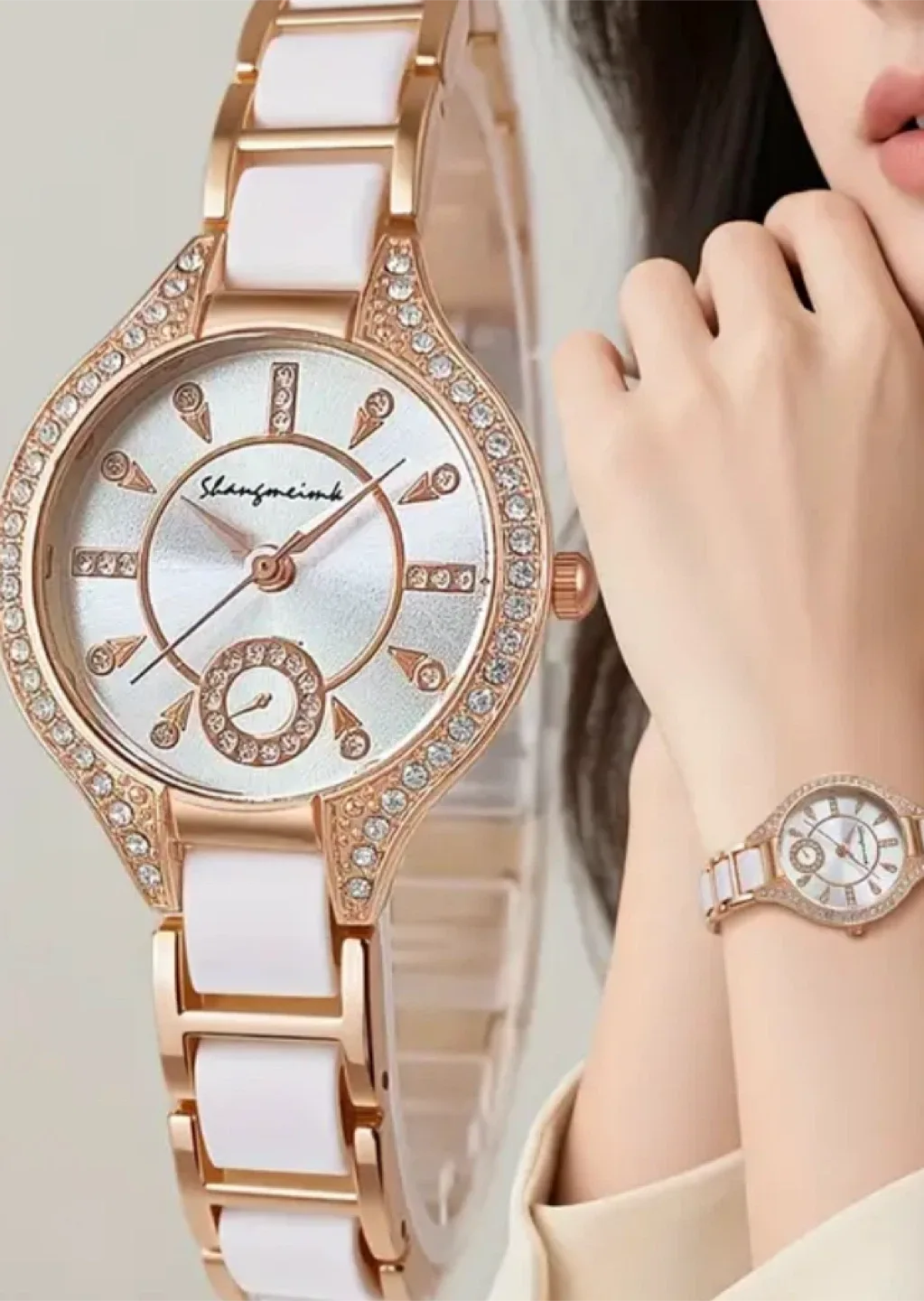 Shangmeish Rose Gold & White Ladies Watch thumbnail
