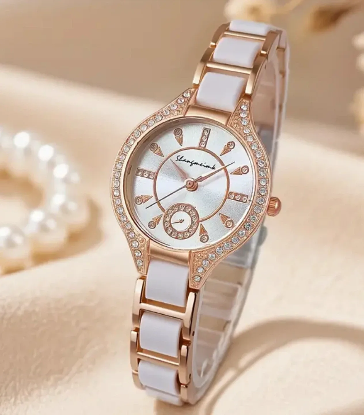Shangmeish Rose Gold & White Ladies Watch image indicator(3)