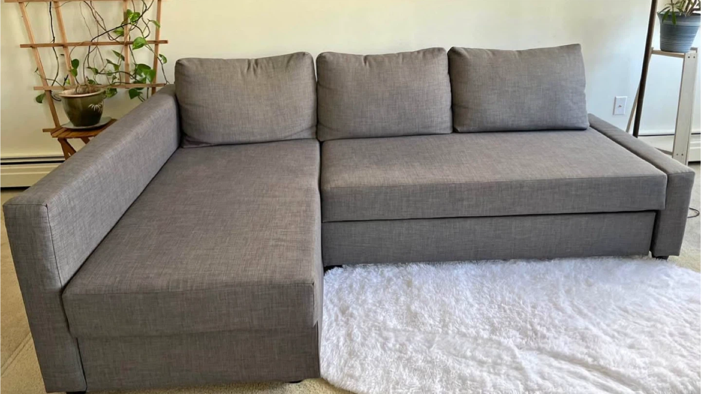 Grey Sleeper Sectional Sofa with Storage