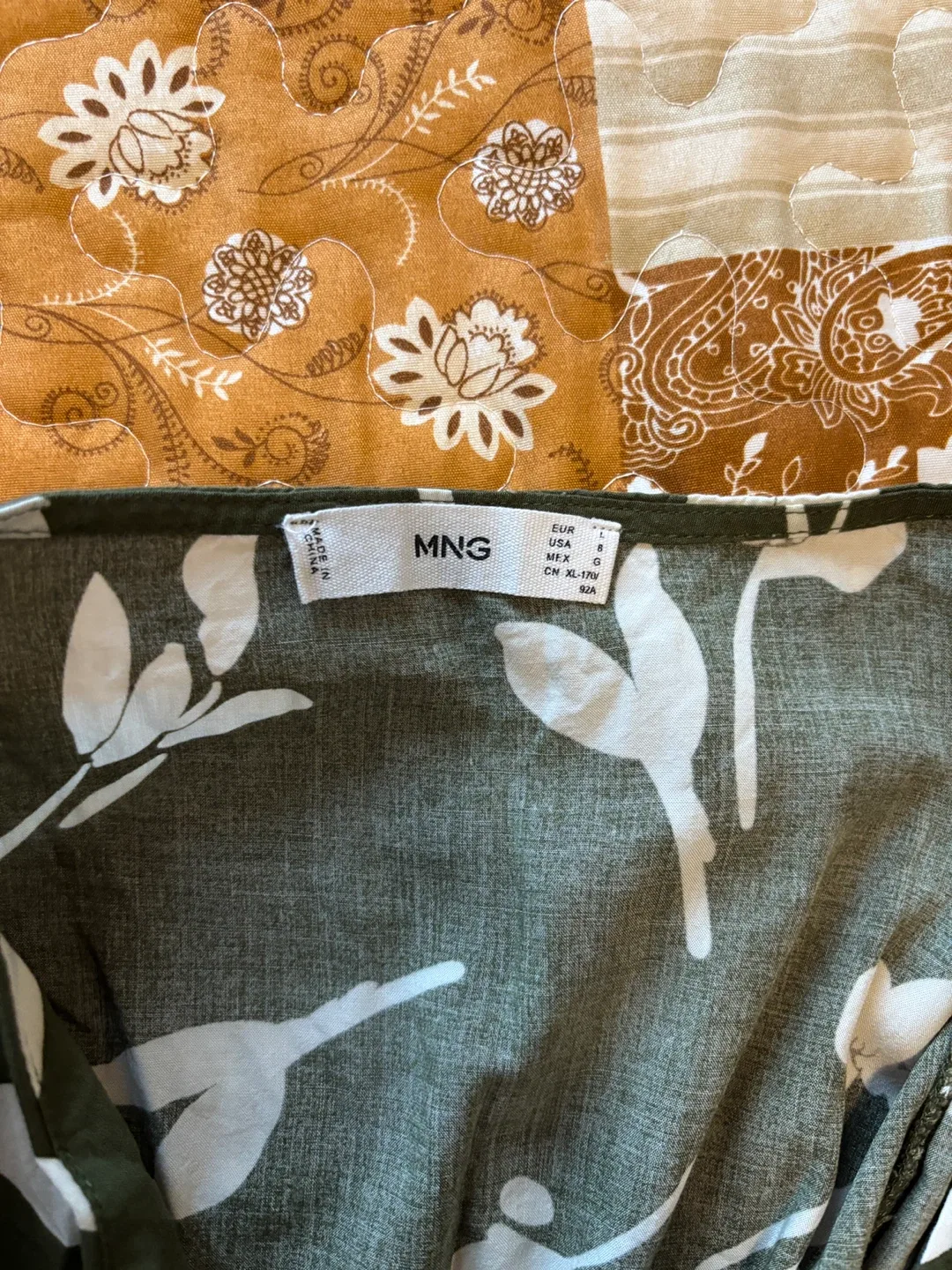 MNG Olive Green Floral Maxi Dress - Size L image indicator(3)