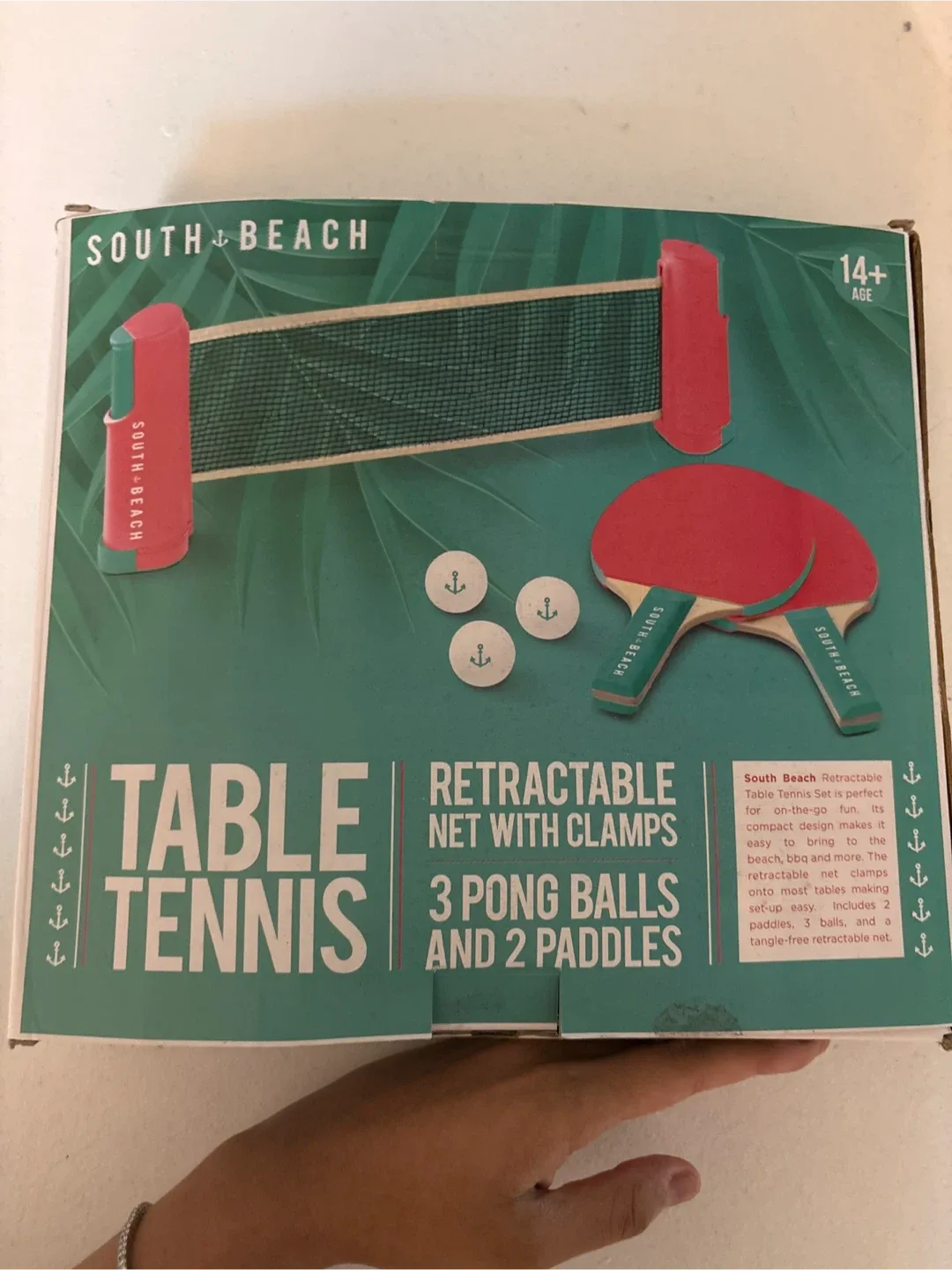 South Beach Table Tennis Set - Retractable Net w/ Clamps