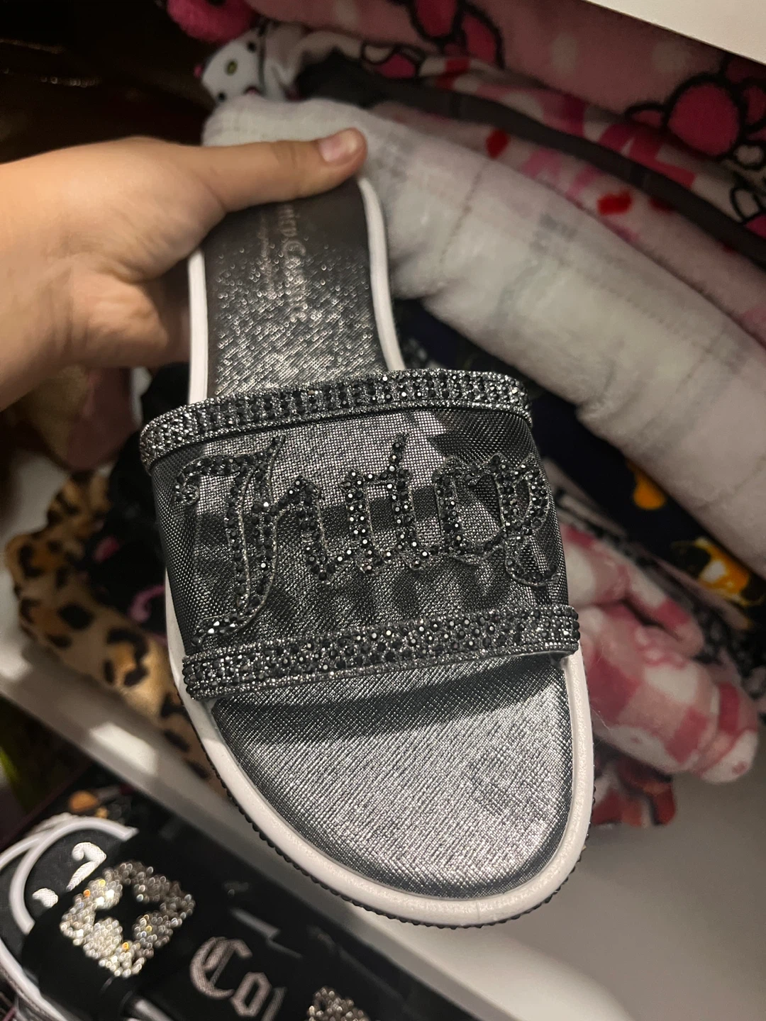 Juicy Couture Black Embellished Slides - Size 8 - photo 2