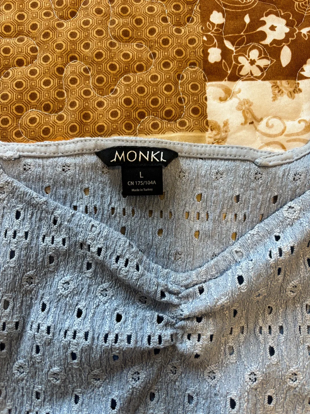 Monki Blue Puff Sleeve Top - Size L image indicator(2)