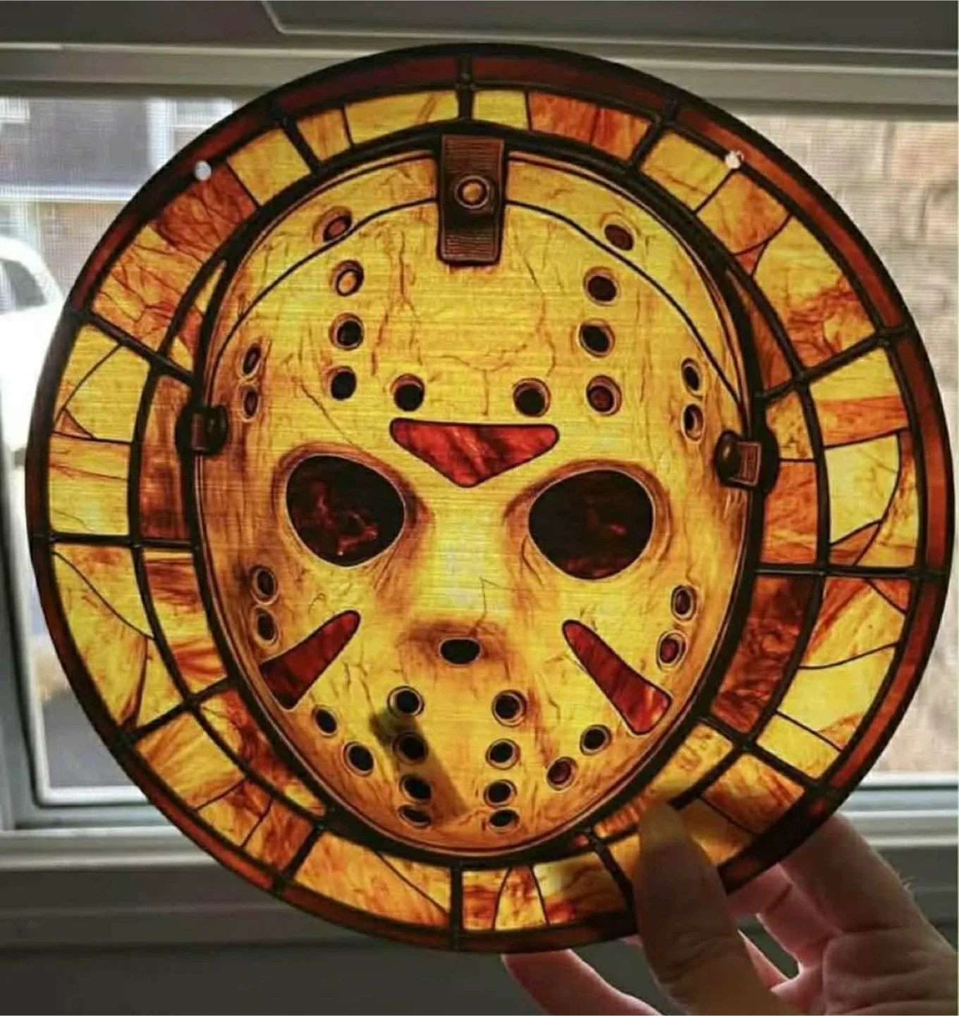 2D acrylic suncatcher.  Jason Voorhees Hockey Mask