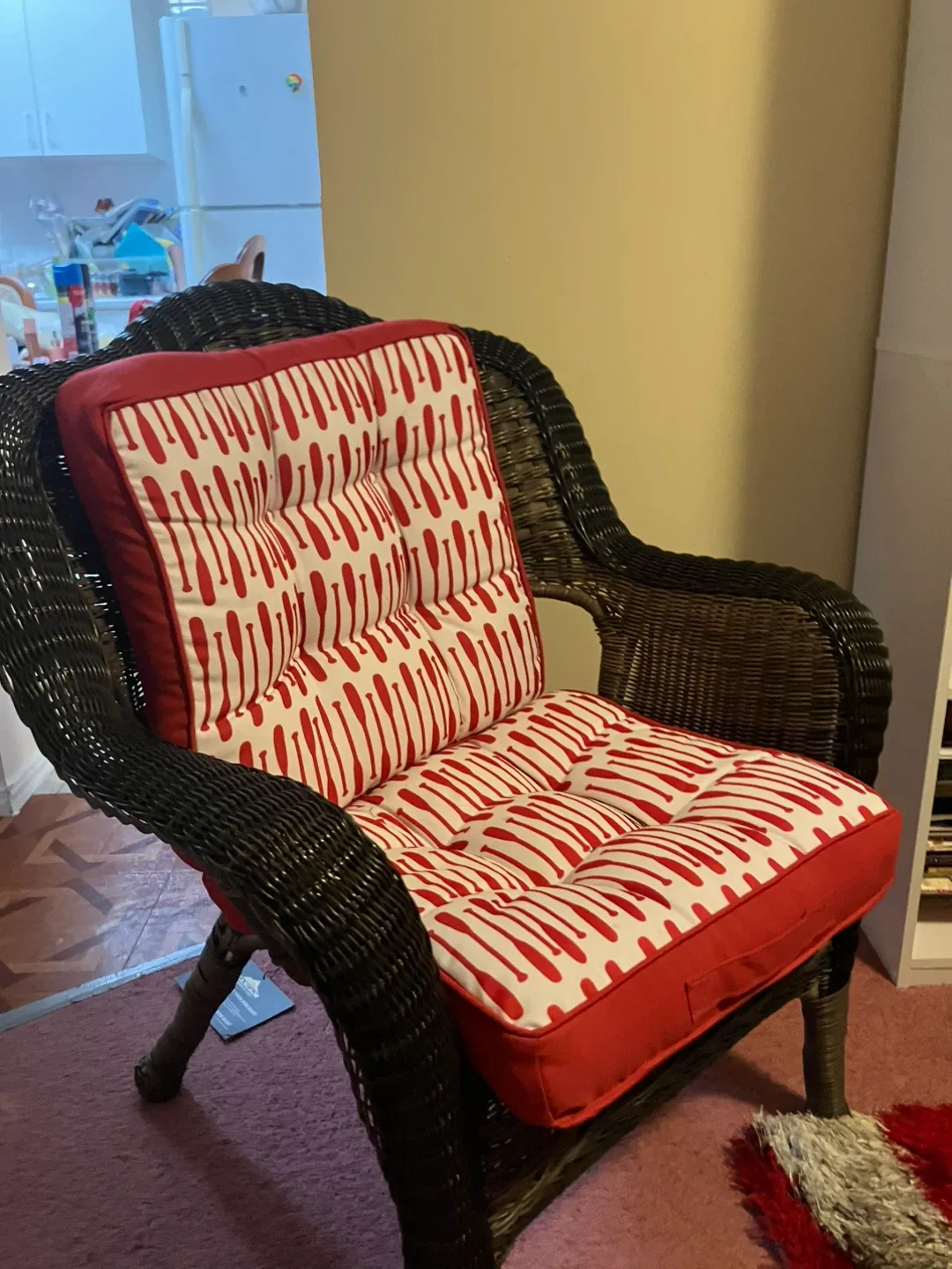 Wicker Patio Set with Removable Red and White Cushions image indicator(2)