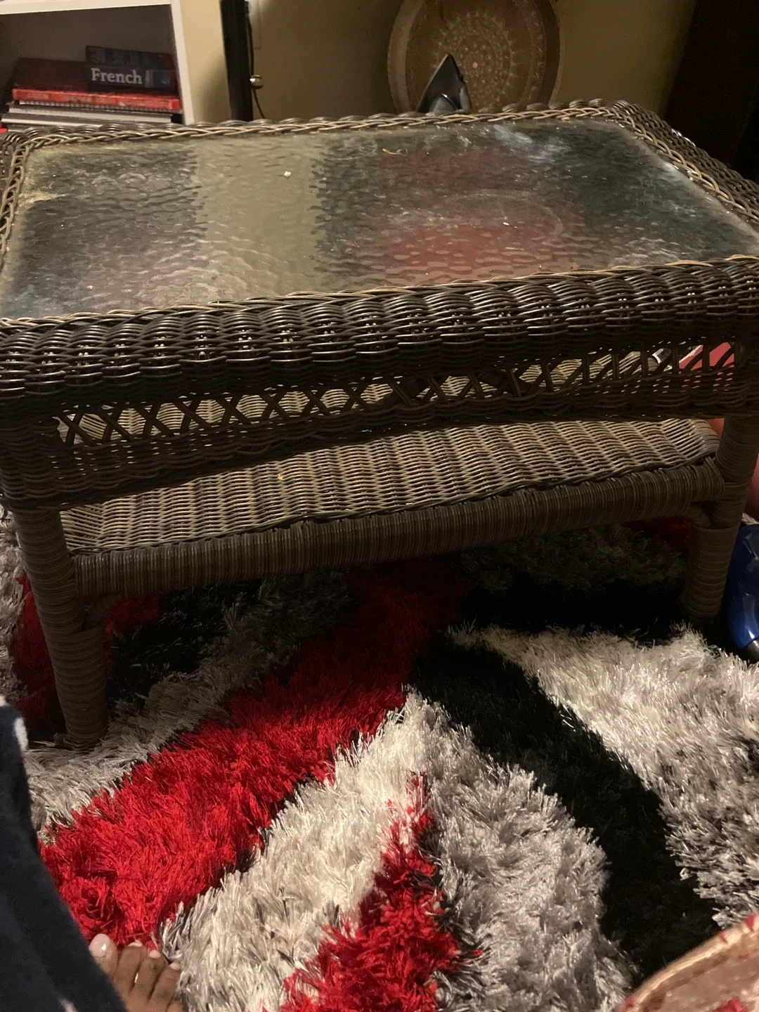 Wicker Patio Set with Removable Red and White Cushions image indicator(4)