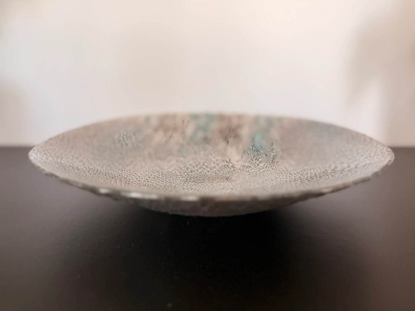 Decorative Silver & Teal Glass Plate - Like New! - photo 3