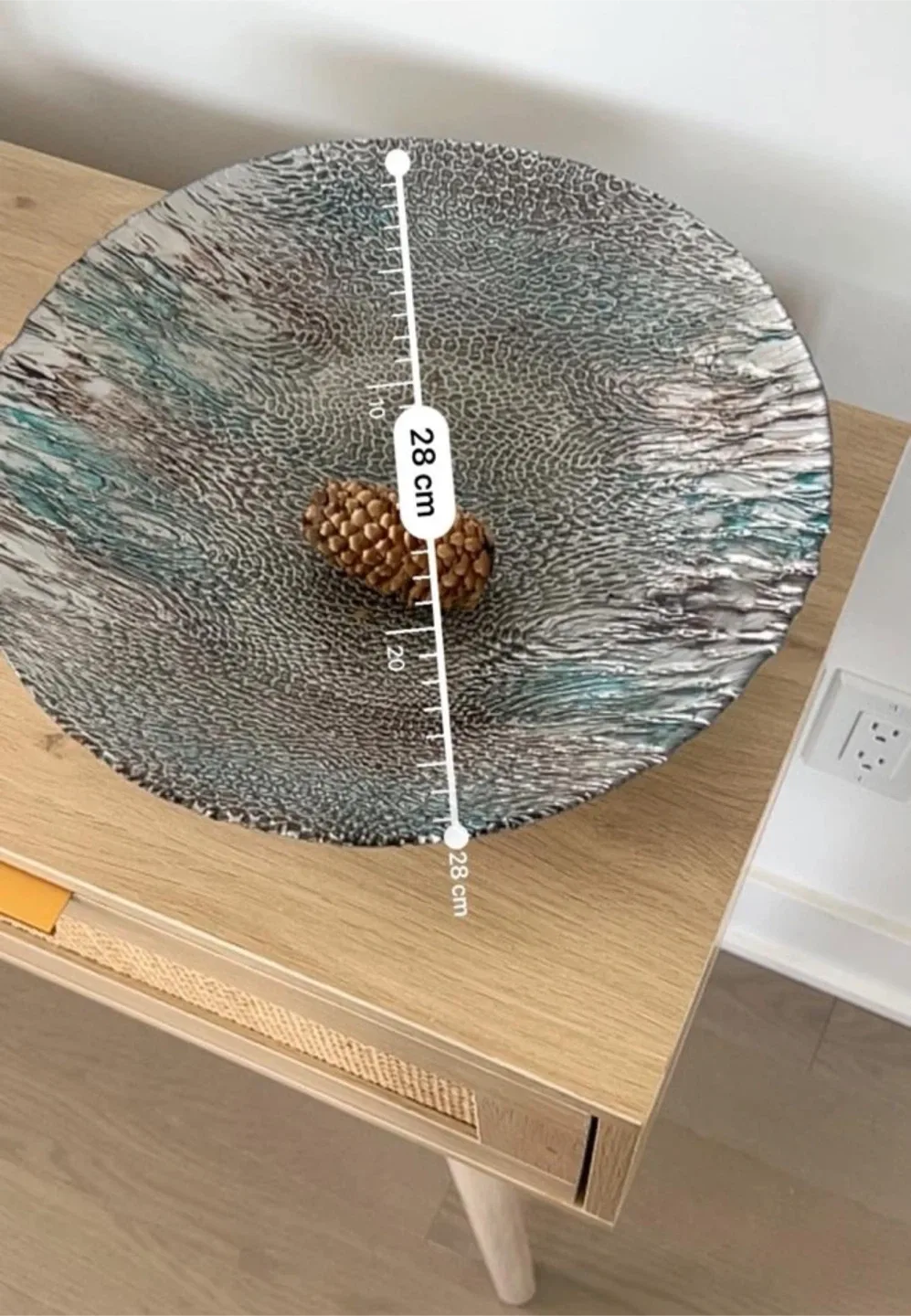 Decorative Silver & Teal Glass Plate - Like New! image indicator(2)