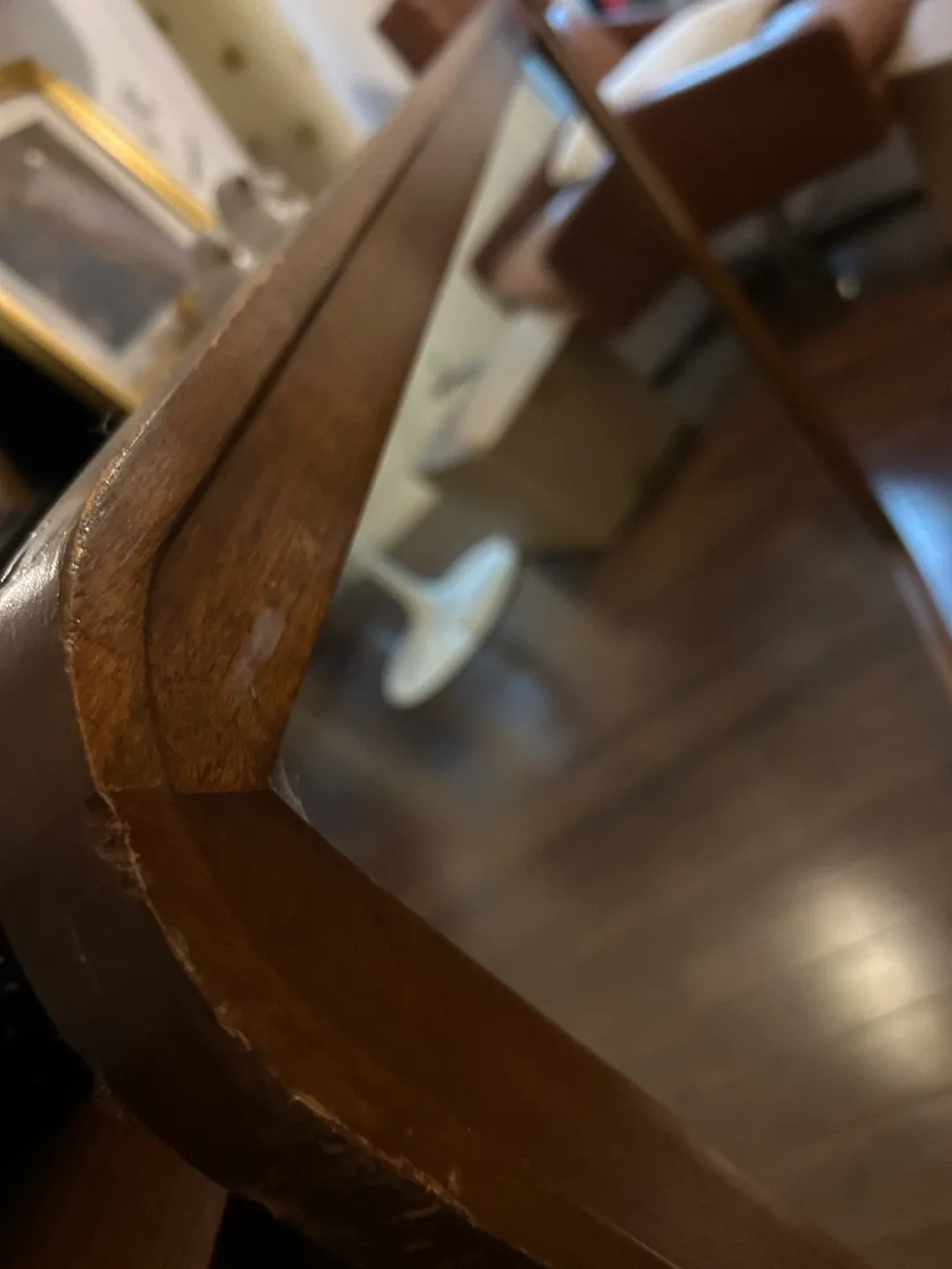 Mid century modern Wood Framed Wall Mirror image indicator(4)