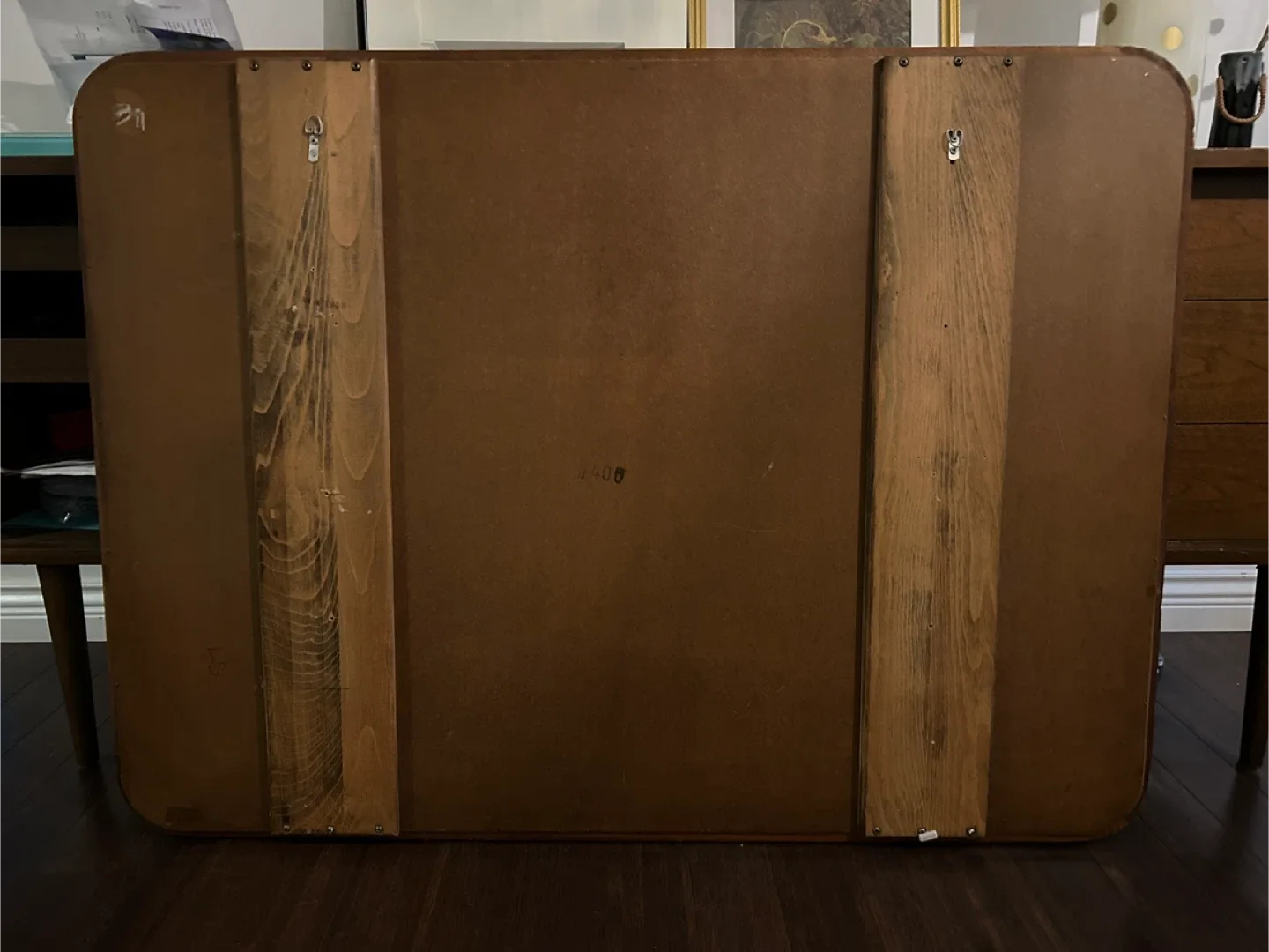 Mid century modern Wood Framed Wall Mirror image indicator(6)