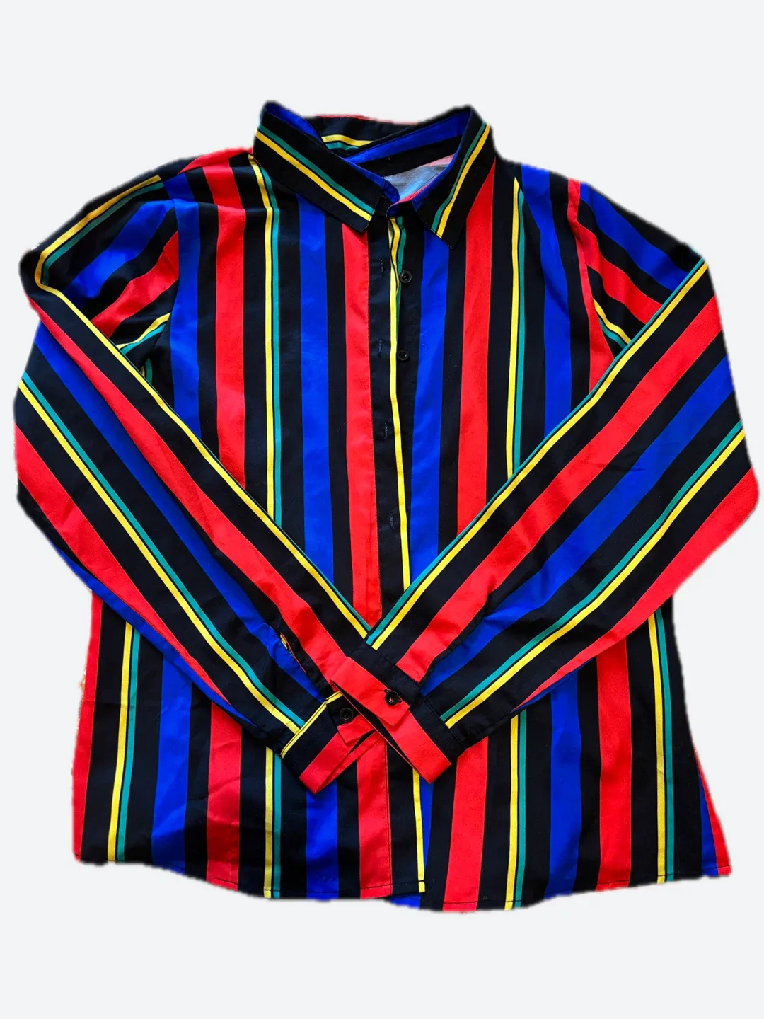 Vintage Striped Long Sleeve Button-Up Shirt thumbnail