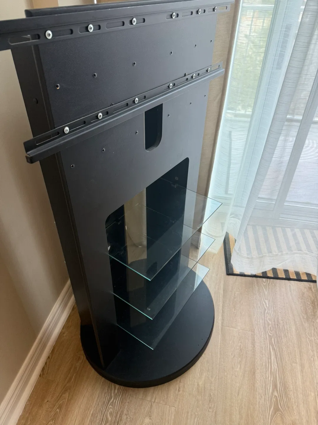 Black TV Stand with Glass Shelves image indicator(2)