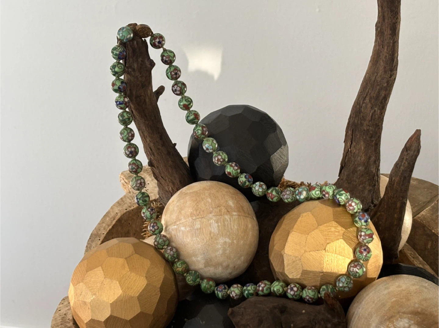 Vintage hand-knotted emerald green necklace - photo 4