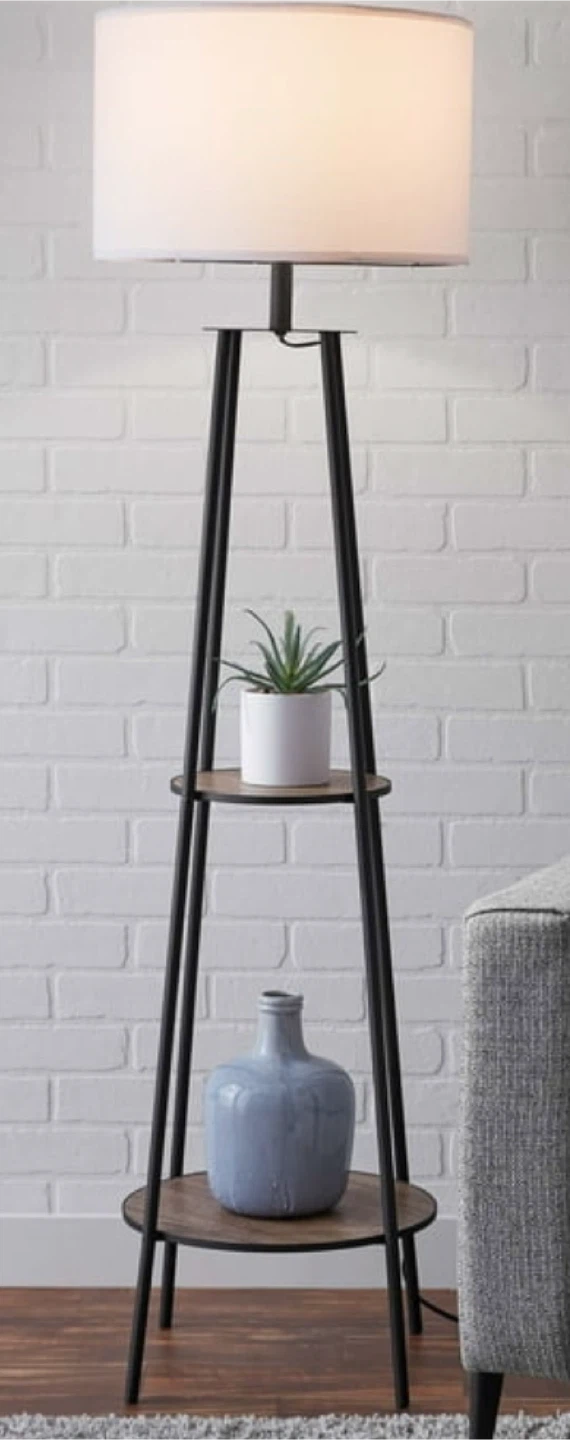 Modern Floor Lamp with Shelves