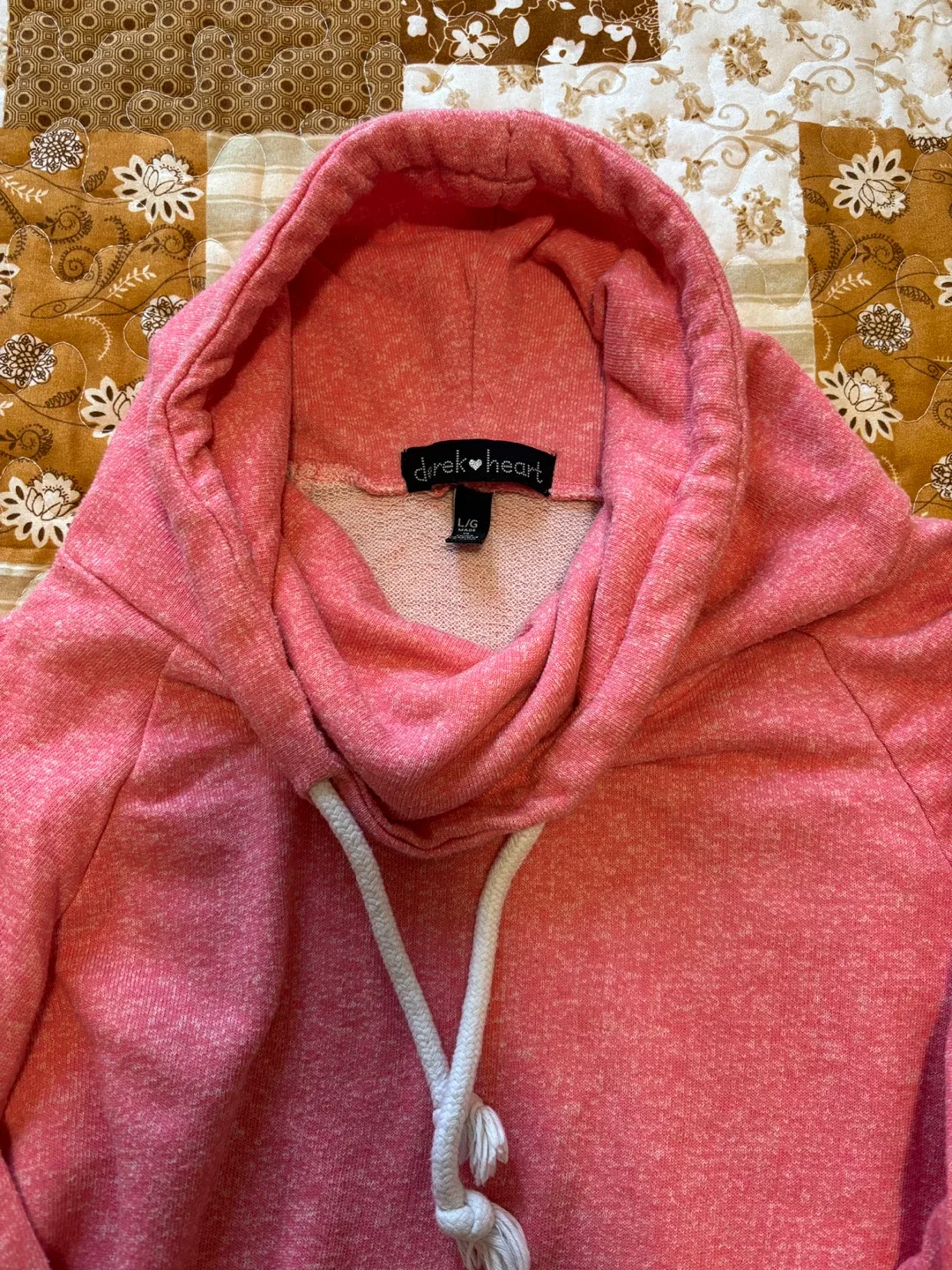 Pink Cowl Neck Hoodie - Size L image indicator(2)