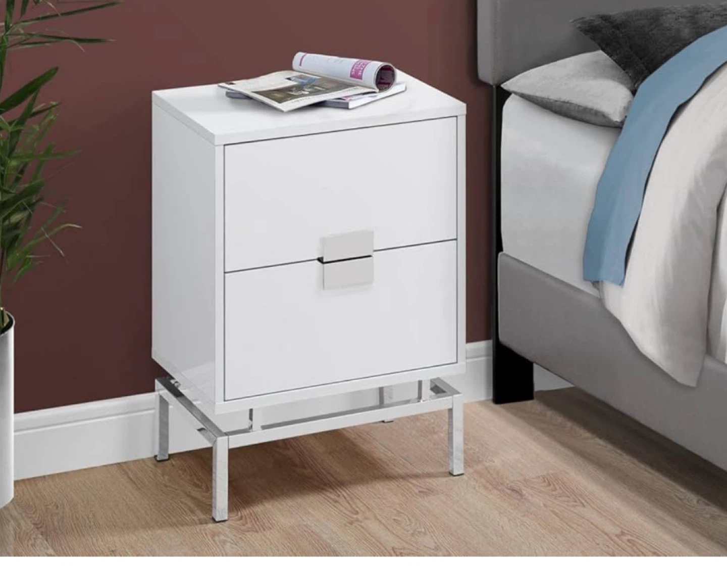 Contemporary White Nightstand set of 2 - photo 3
