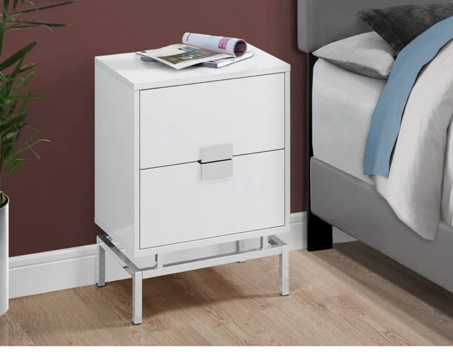 Contemporary White Nightstand set of 2 image indicator(3)