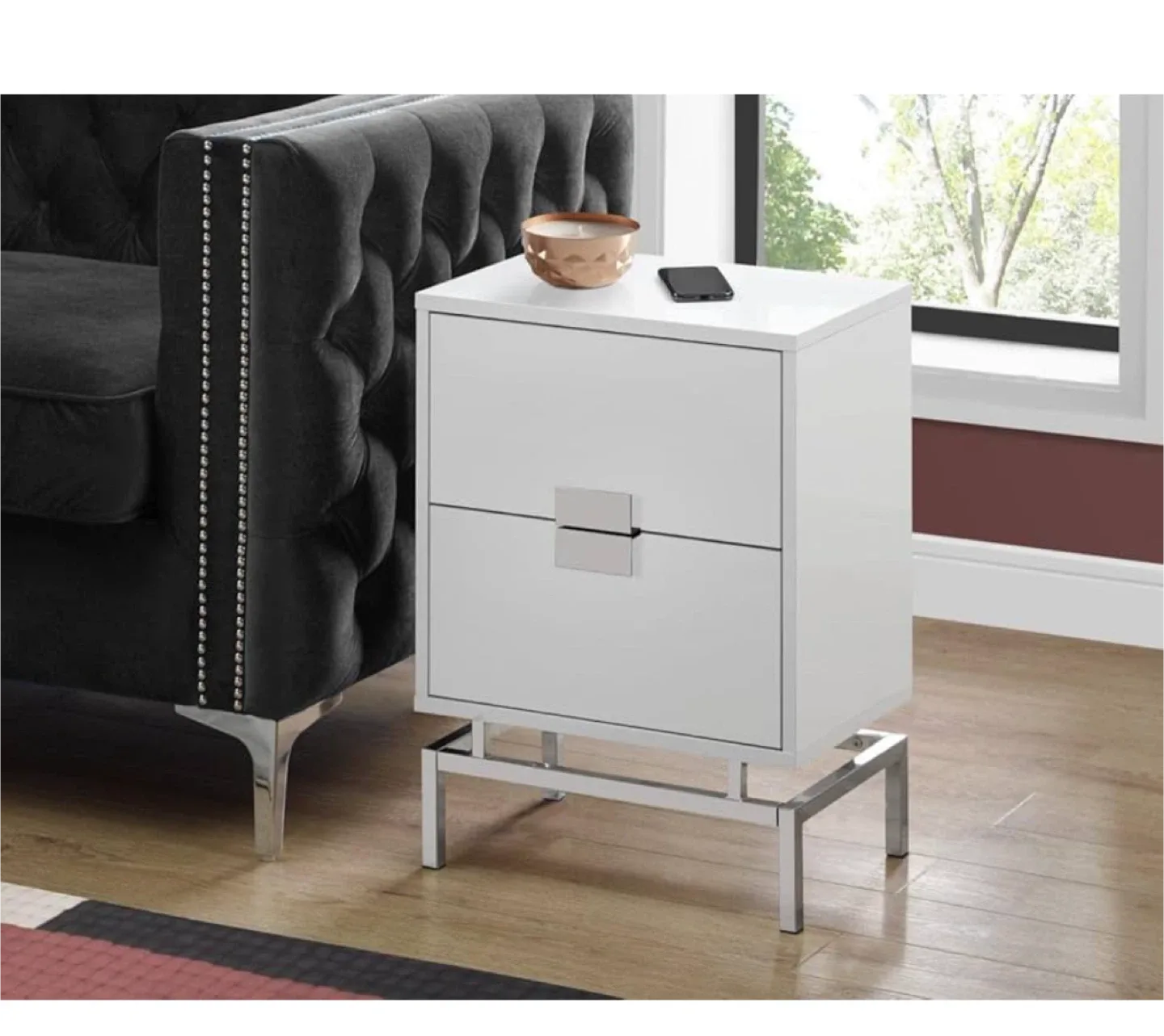 Contemporary White Nightstand set of 2 image indicator(2)