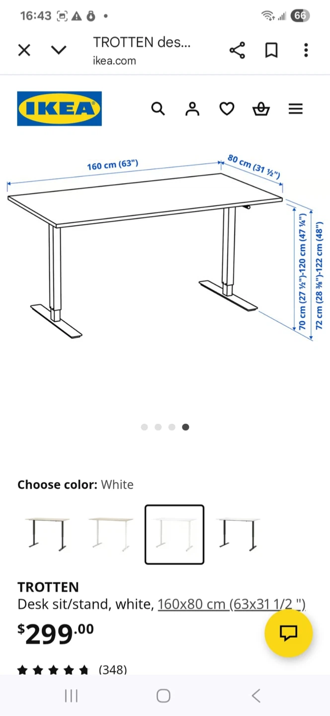 IKEA Trotten White Sit/Stand Desk - photo 3
