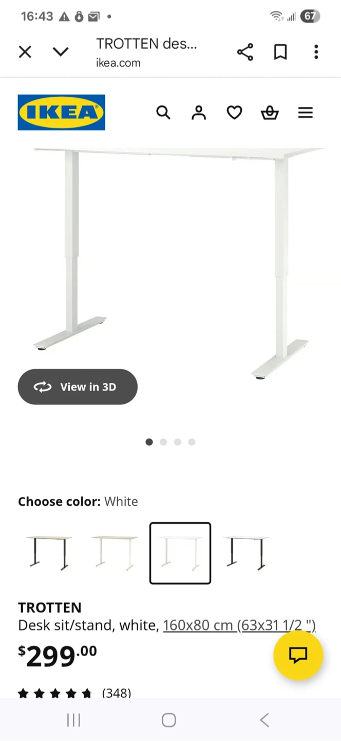 IKEA Trotten White Sit/Stand Desk - photo 4