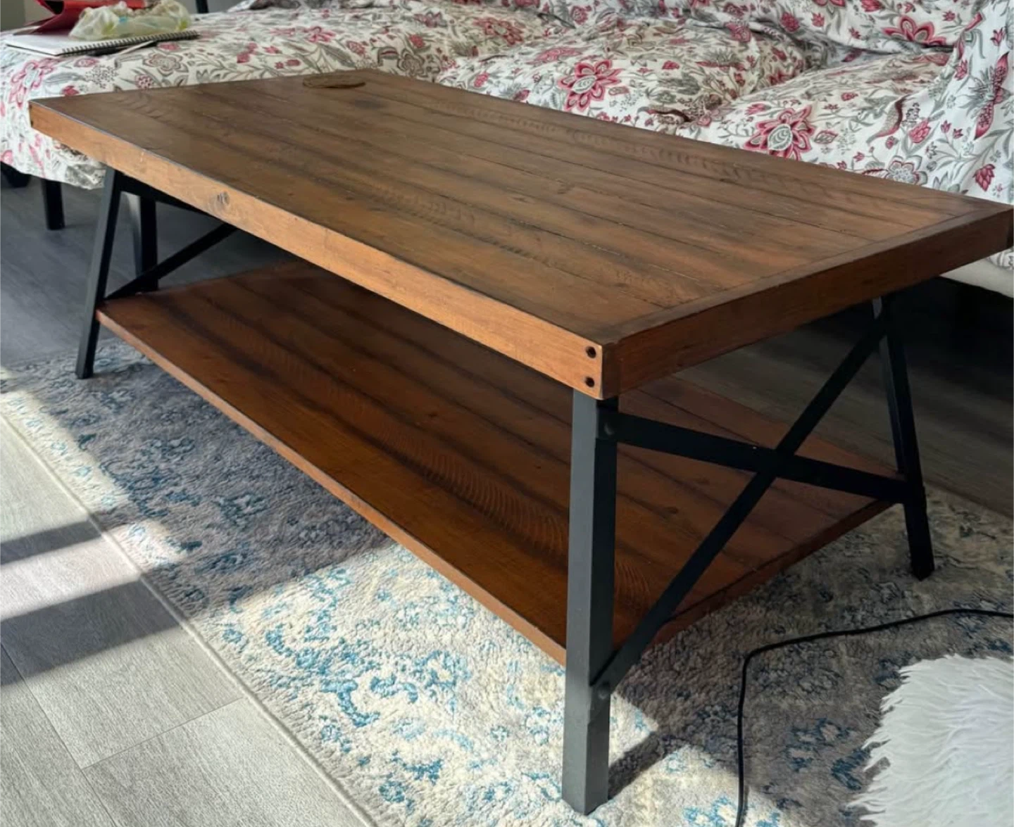 Rustic Wood & Metal Coffee Table - photo 2