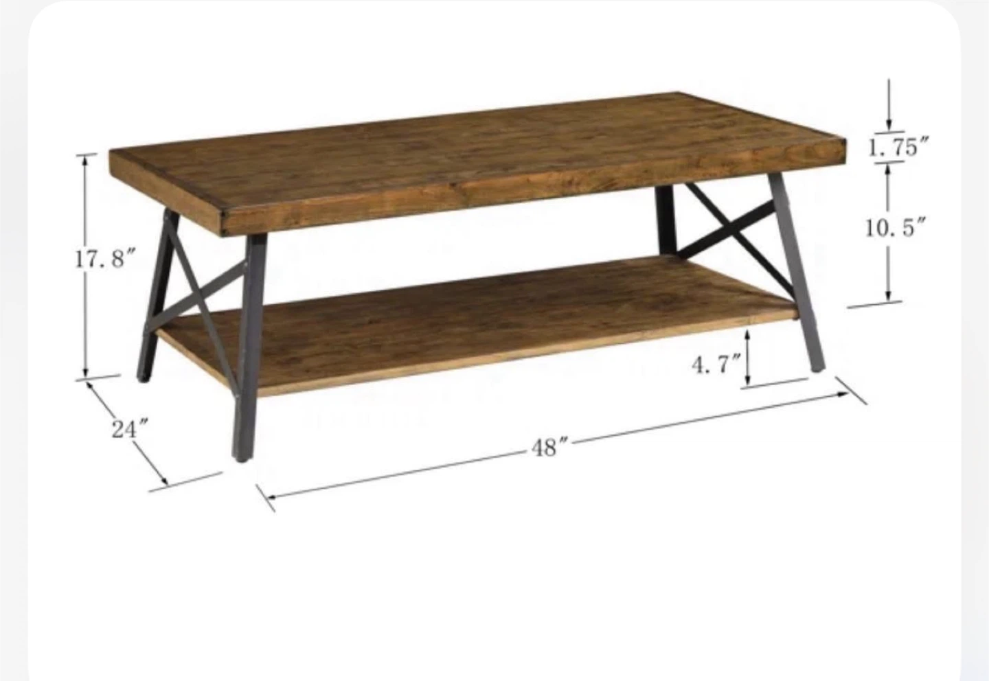 Rustic Wood & Metal Coffee Table - photo 3