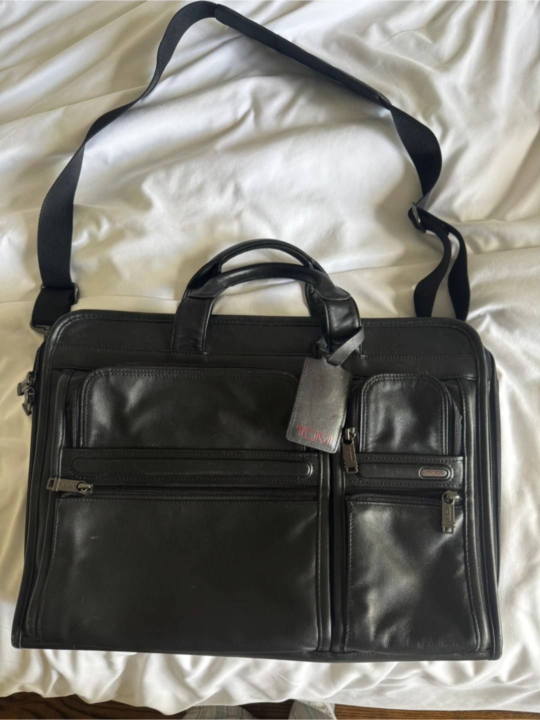 Tumi Black Leather Laptop Bag