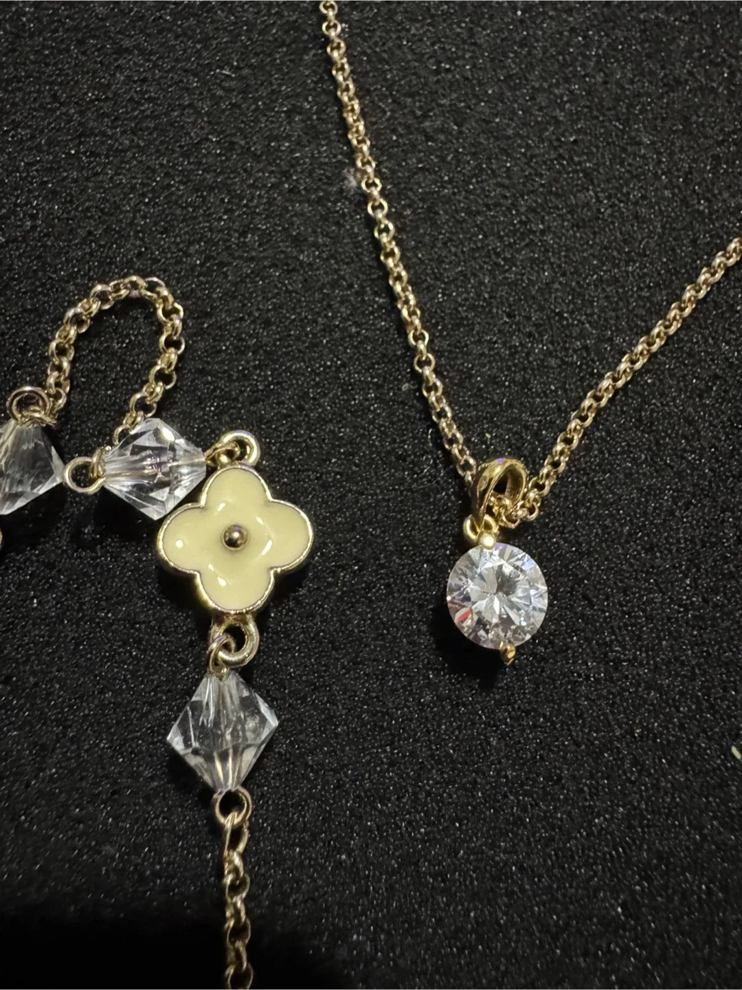Gold Tone Flower & Crystal Necklace Set image indicator(2)