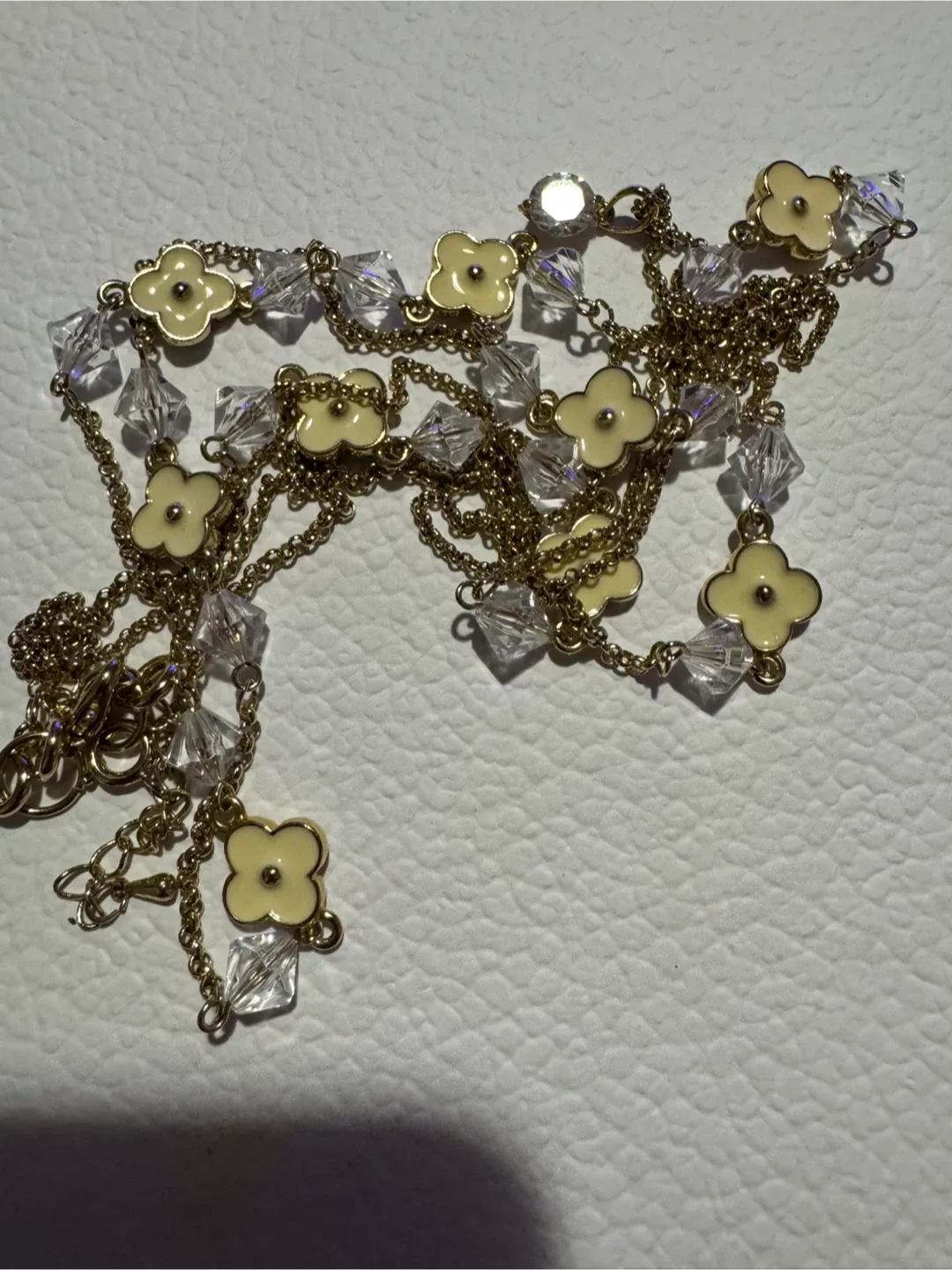 Gold Tone Flower & Crystal Necklace Set image indicator(5)