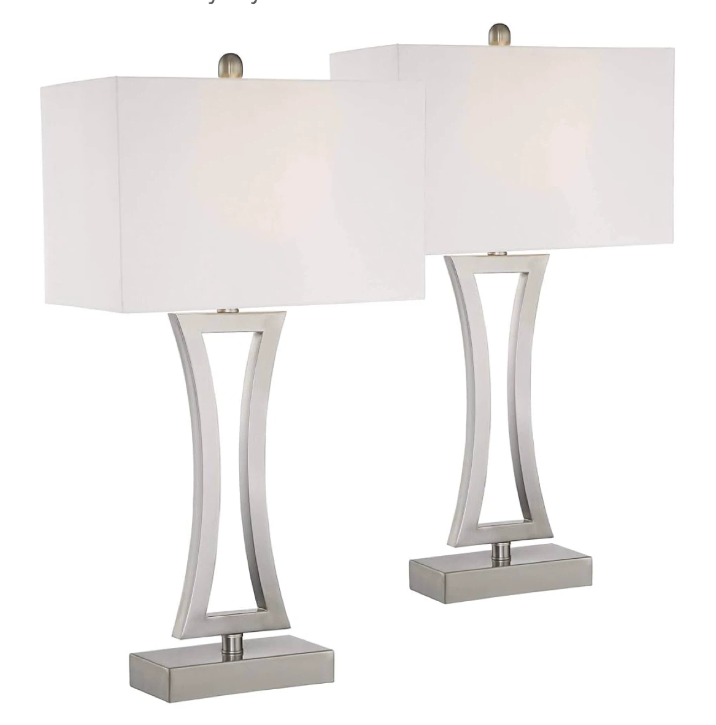 Set of 2 Silver Metal Table Lamps - photo 2
